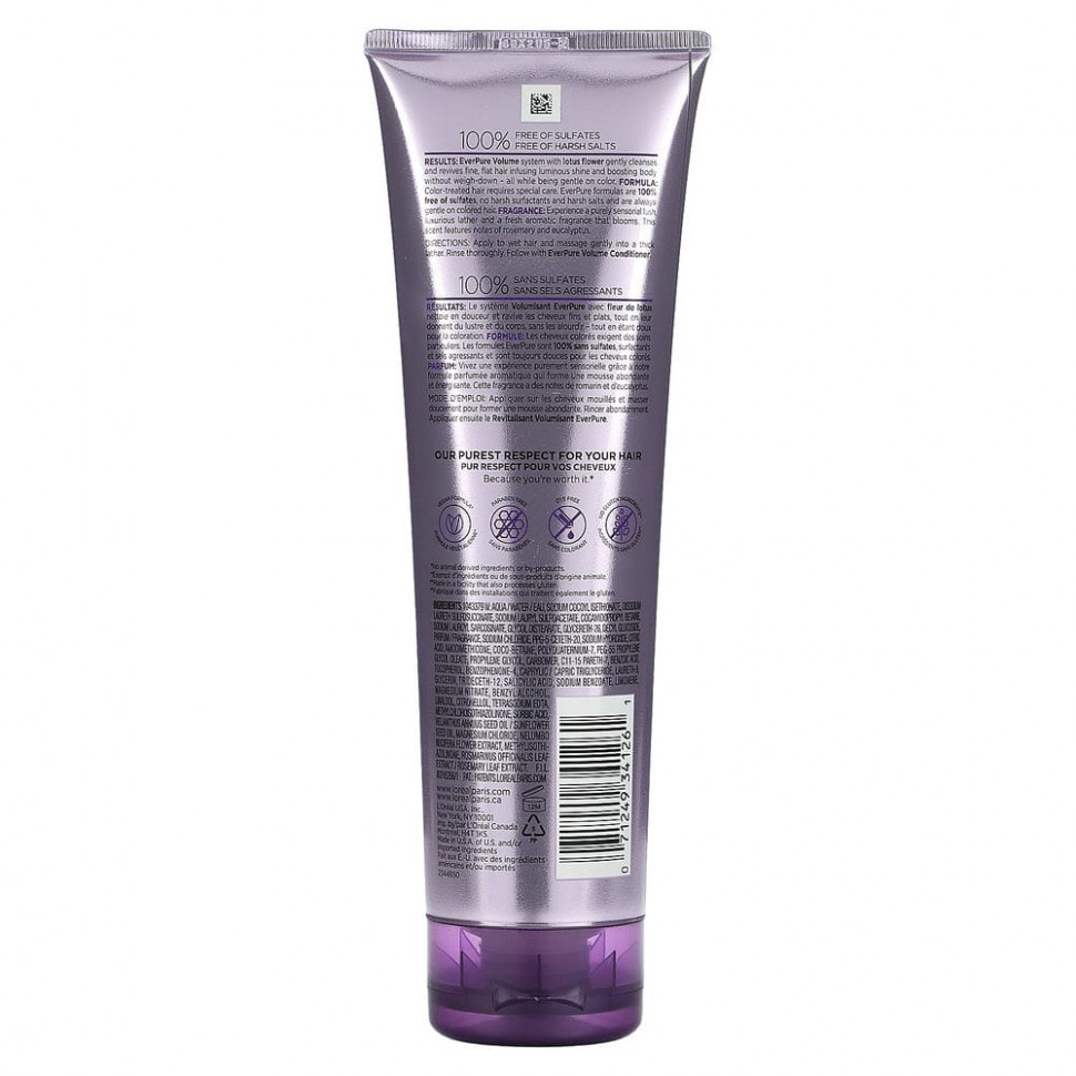 L'Oréal, Ever Pure, шампунь для придания объема, лотос, 250 мл (8,5 жидк. Унции)