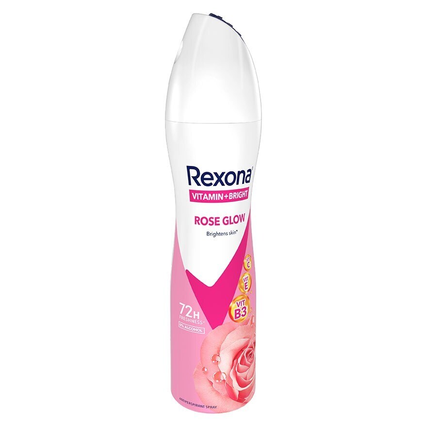 Rexona Spray Vitamin + Bright Rose Glow Antiperspirant 135 Ml. สเปรย์ลดเหงื่อระงับกลิ