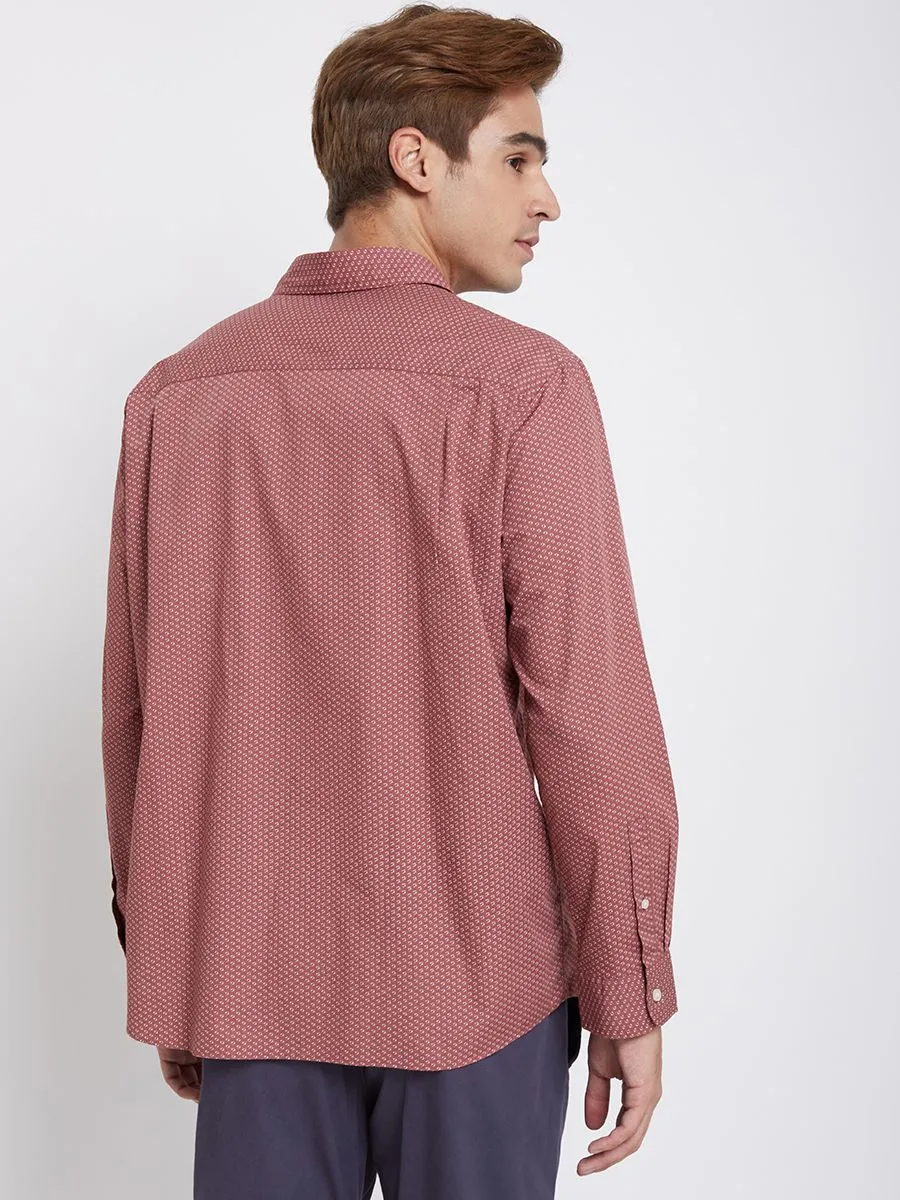 ALUMNUS Men Shirt Long Sleeve Printed Red