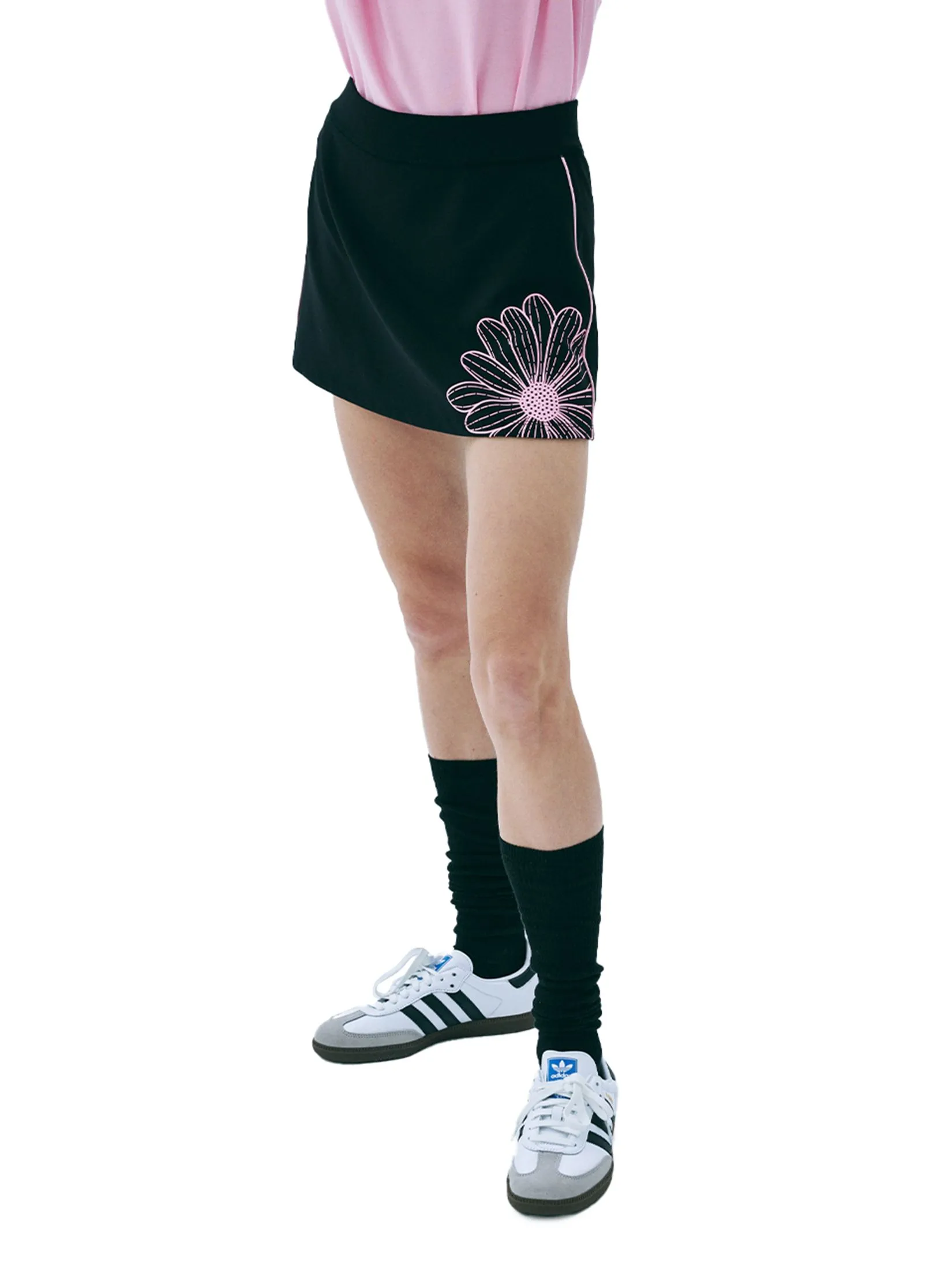 MARDI MERCREDI ACTIF A Line Mini Skirt Theflower Black Pink