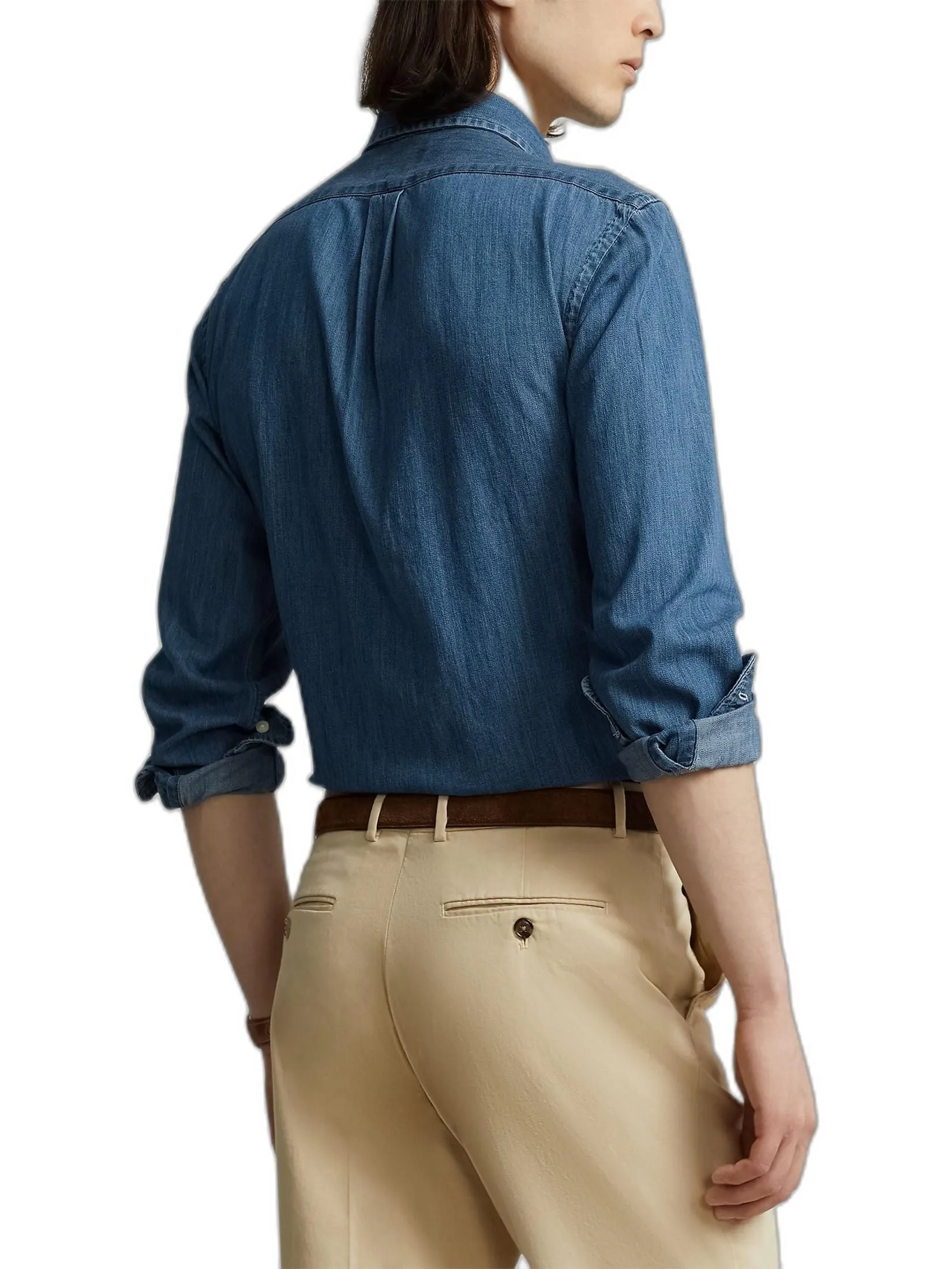 POLO RALPH LAUREN SHIRT-Custom Fit Denim Shirt MNPOWOV16820449 410 NAVY-410