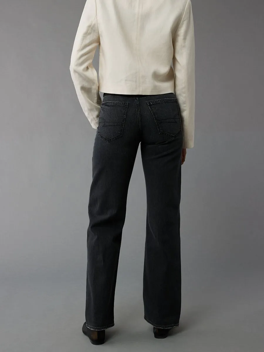 AMERICAN EAGLE WOMEN HIGH-RISE STOVEPIPE JEANS 045 BLACK BLAZE