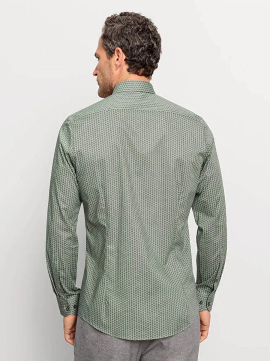 OLYMP MEN SHIRT LONG SLEEVES BUSINESS SHIRT BODY FIT GREEN
