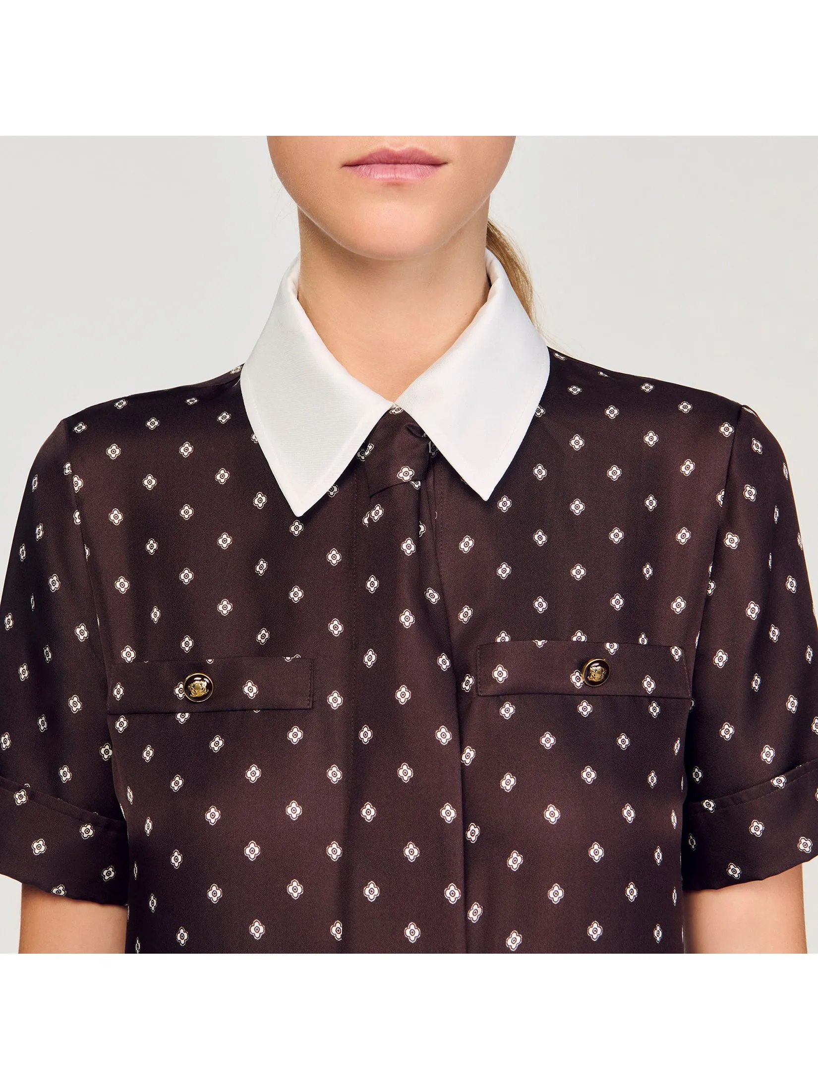 SANDRO Printed Satin-Effect Mini Dress