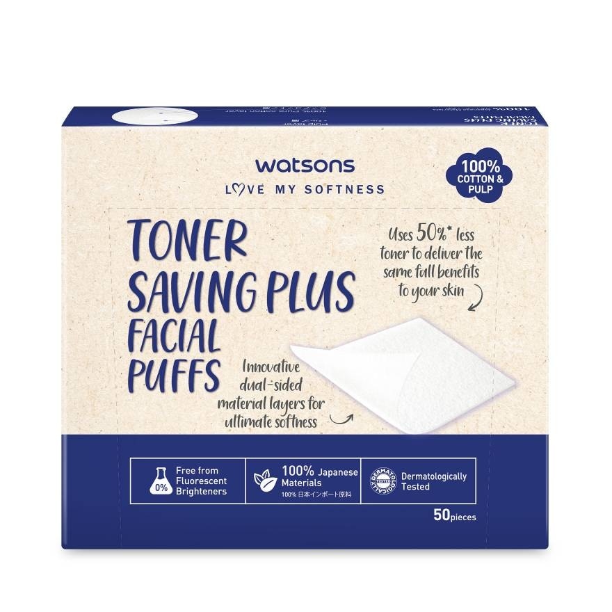 Watsons Toner Saving Plus Facial Puffs 50 sheets.