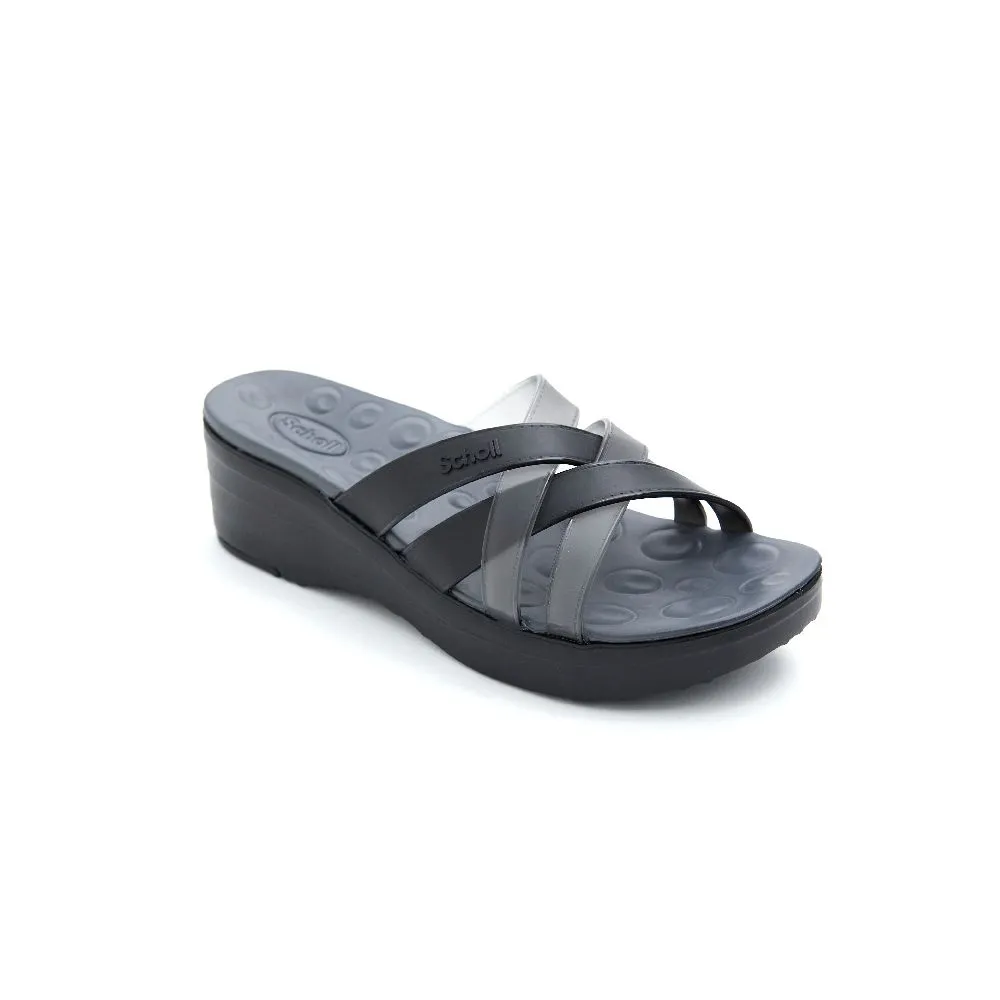 SCHOLL Black/Grey Slide Sandals - Cindy