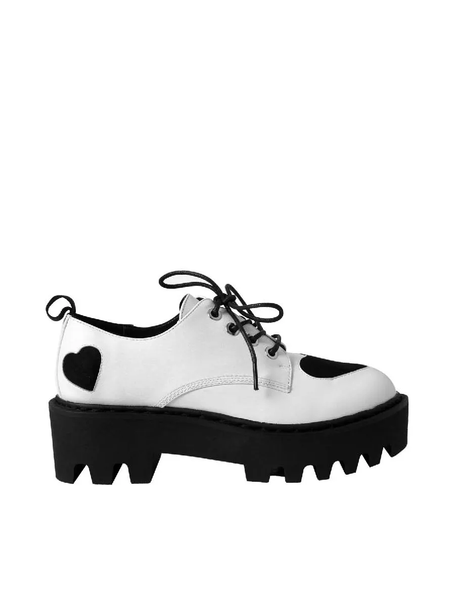 VILLAINS SF YEEKAI Women s Platform Oxford Boots WHITE BLACK