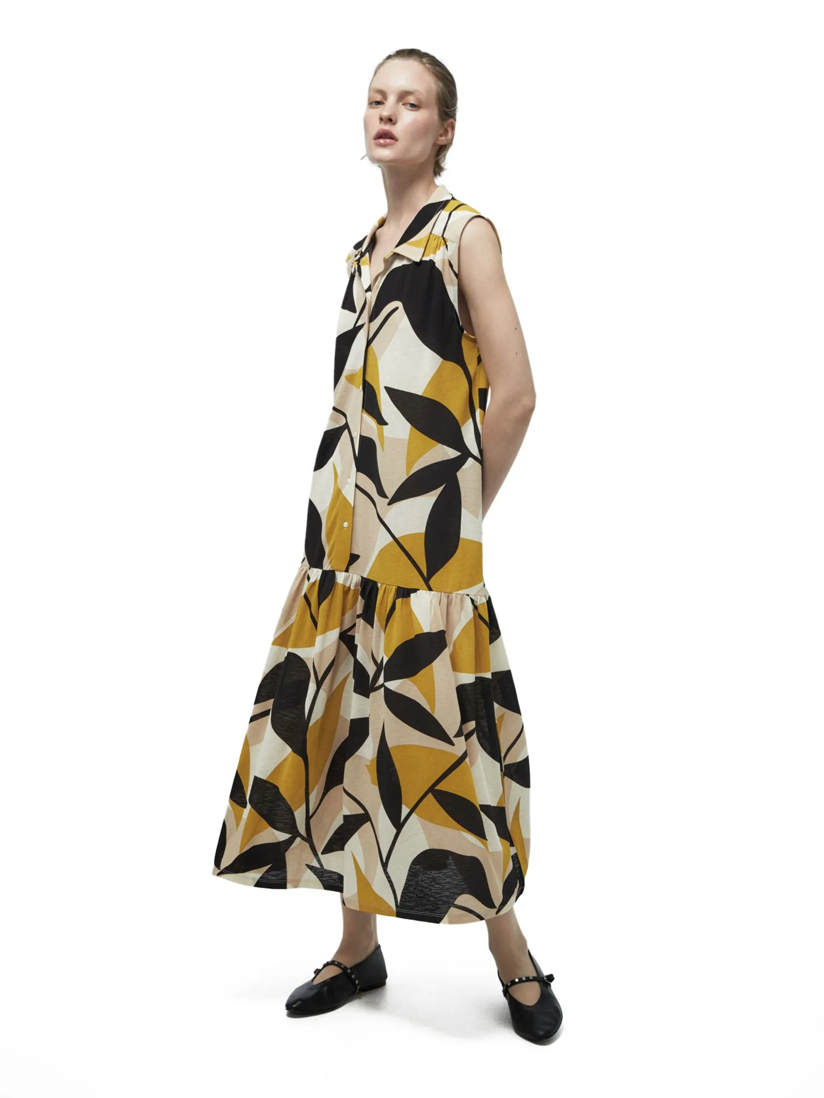 SFERA Women Midi Dress Basic Shirt Mustard