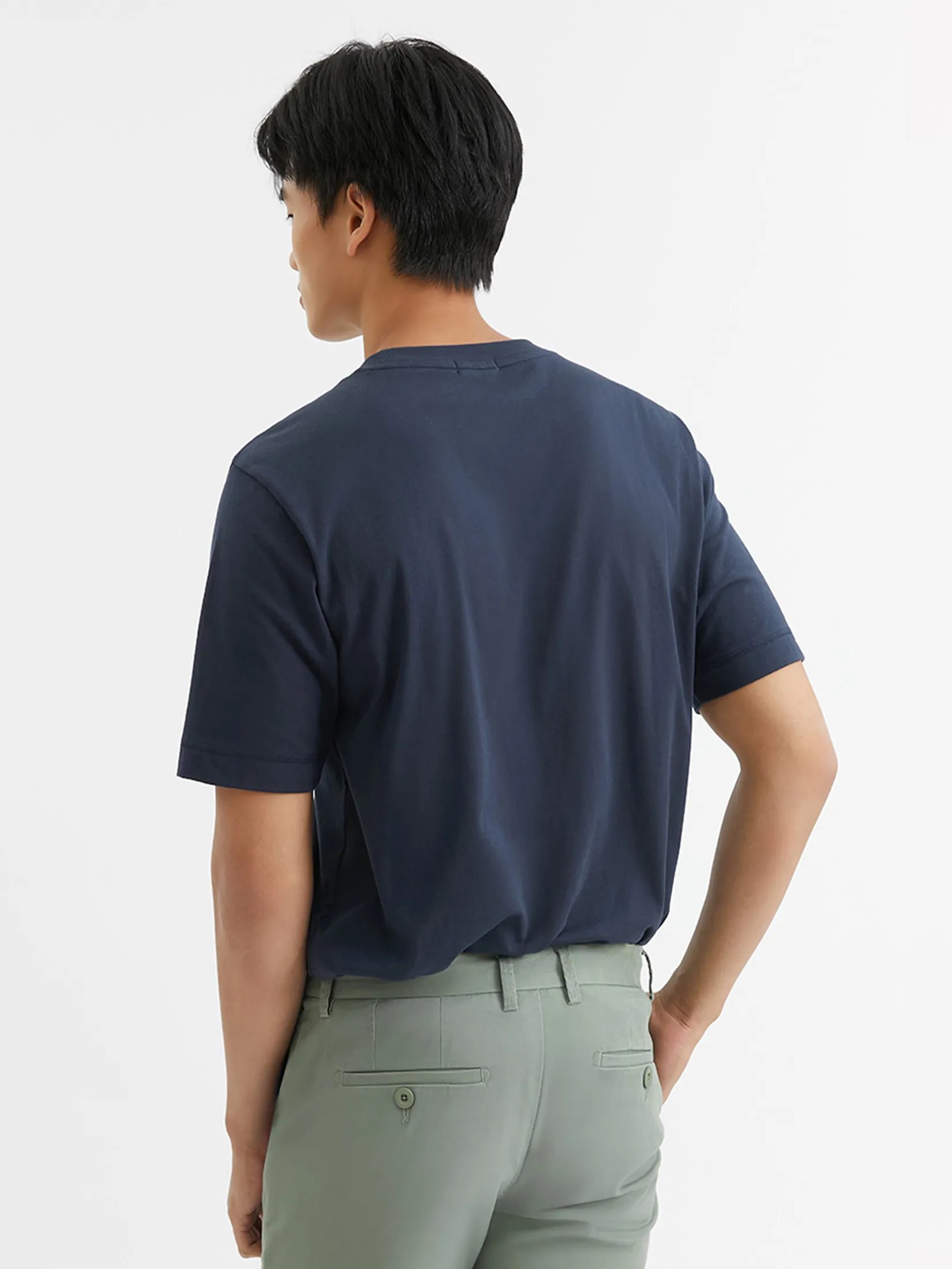 DAPPER Men Linework Logo Print T-Shirt Navy