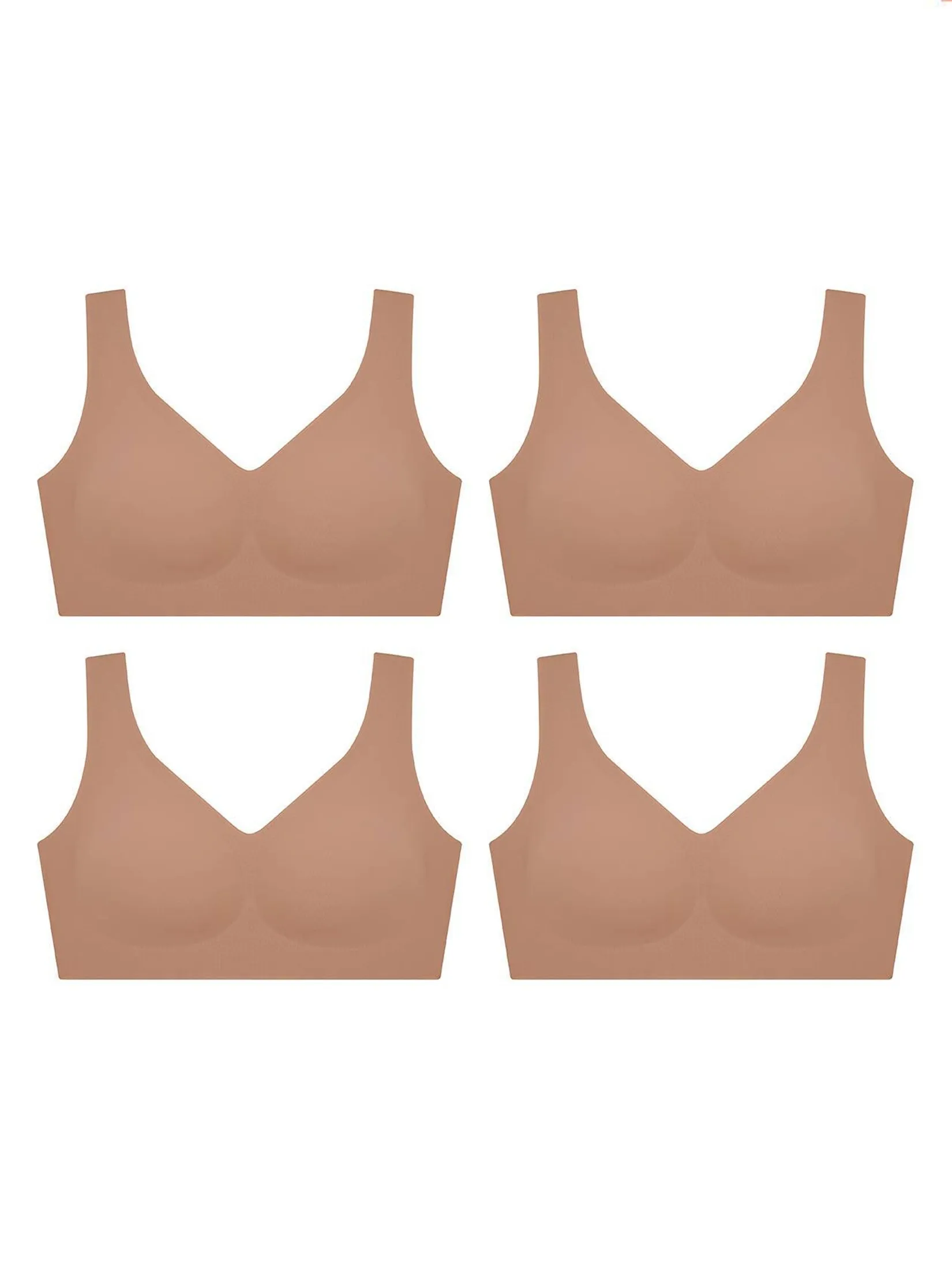SABINA [Pack 4 Piece] [Online Exclusive] Woman Soft Collection Wireless Bra - Tan
