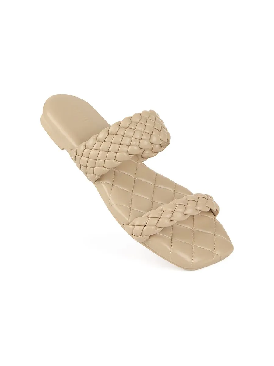 SHU WOMEN  PALETTE SOFT WOVEN SANDALS - LATTE