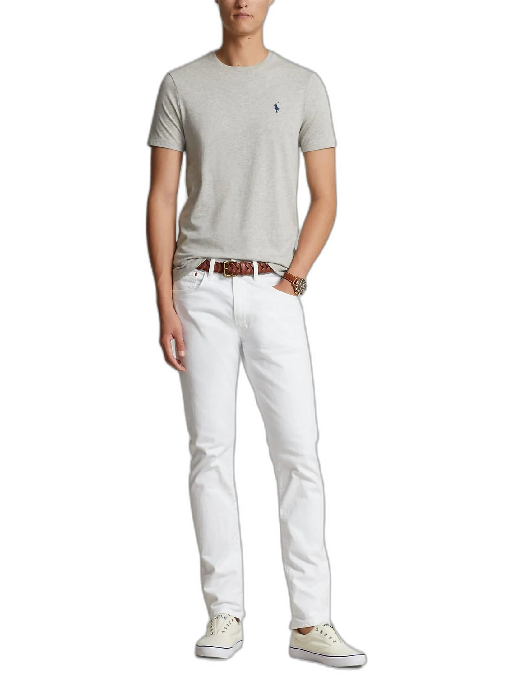 POLO RALPH LAUREN Polo Ralph Lauren TEE-Custom Slim Fit Jersey Crewneck T-Shirt MNPOTSH1N820198 020 GREY