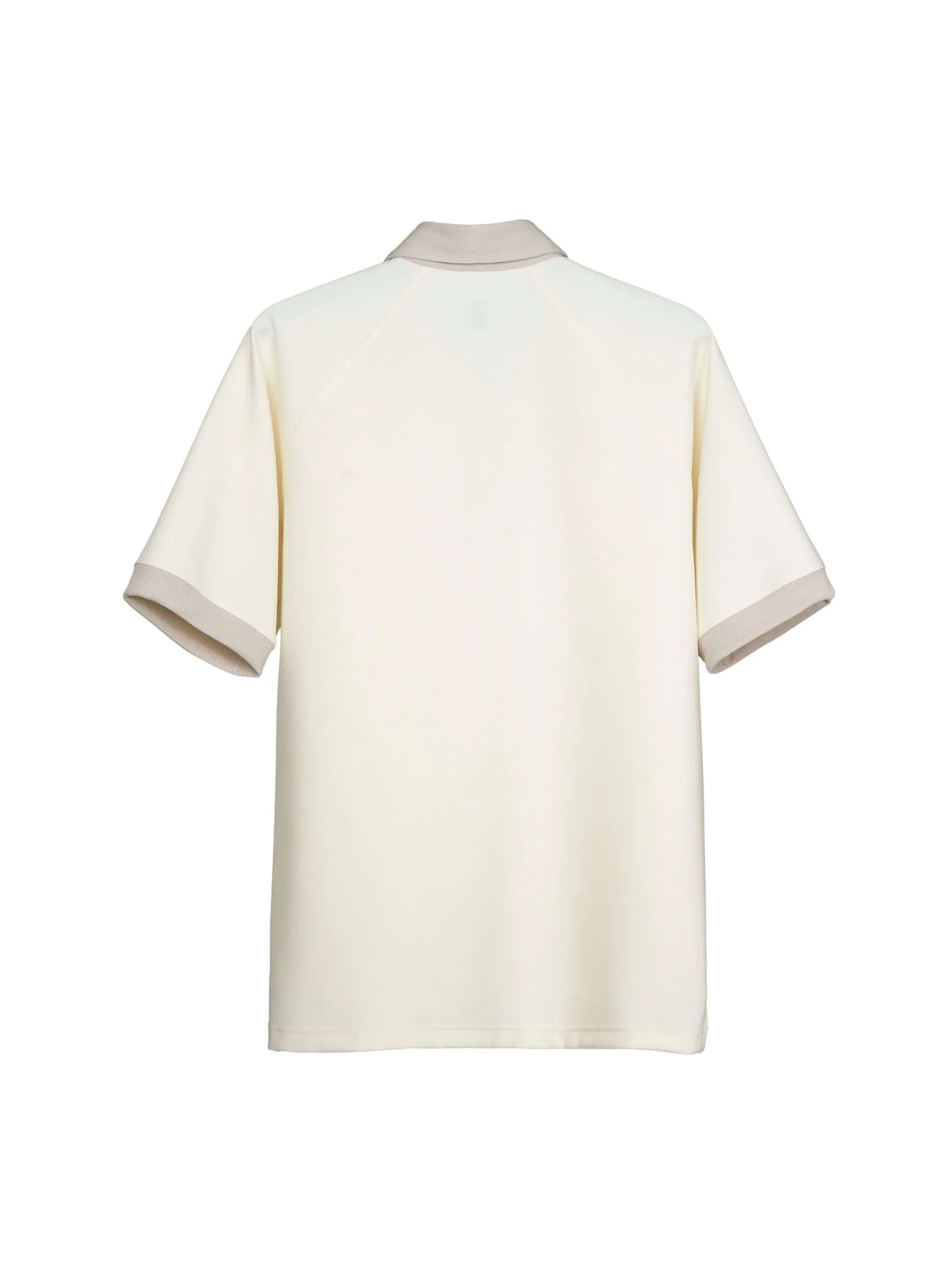 TAKEO KIKUCHI MEN WHITE STRETCH BONDED DOUBLE SS POLO SHIRT