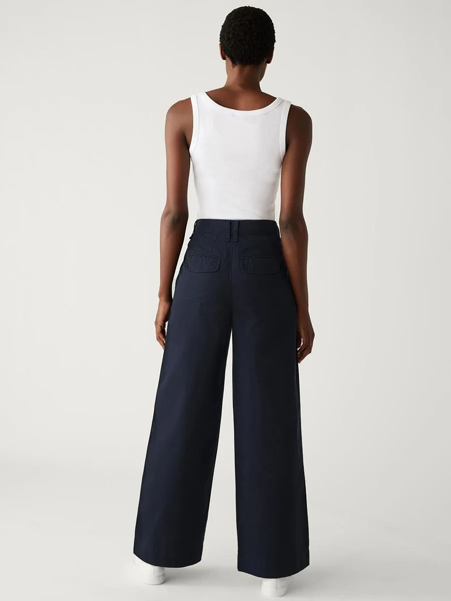 MARKS & SPENCER Women Wide Leg Chinos Pure Cotton Slouchy