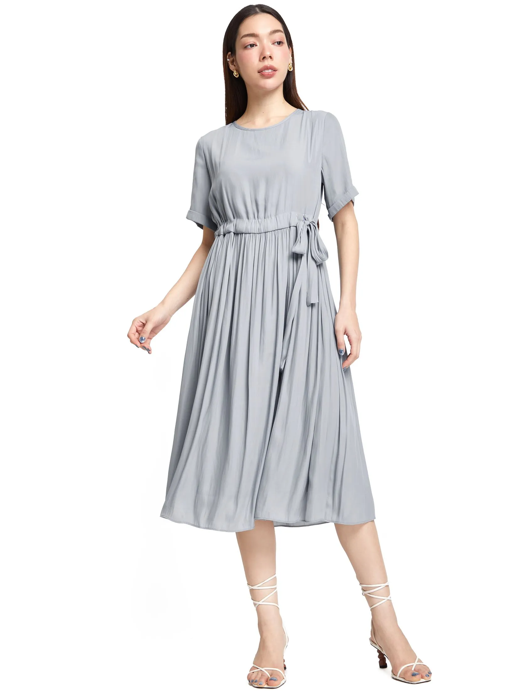 NEXT PHASE Women Dress Short Sleeves Tie Waist Design