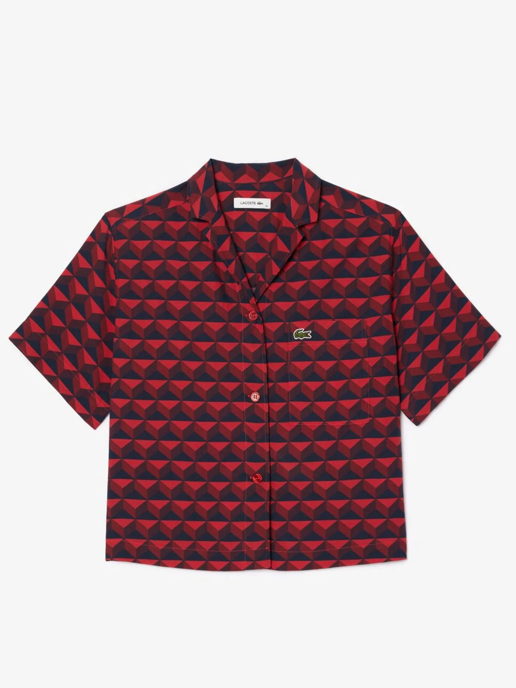 LACOSTE Oversized Short Sleeved Print Shirt Red
