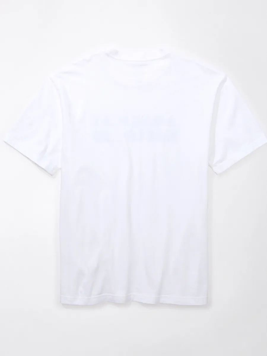 AMERICAN EAGLE MEN G SS BRAND ALOHA SET IN TEE- PC DYE + SERIOUSLY SOFT WASH 100 WHITE