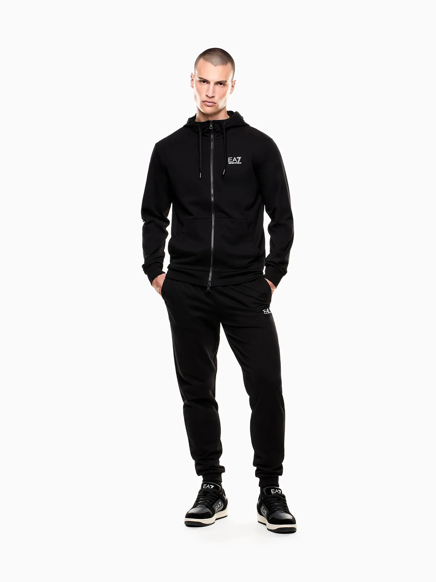 EA7 Men Hoodie Logo Series Cotton CTY MC001 Black/White