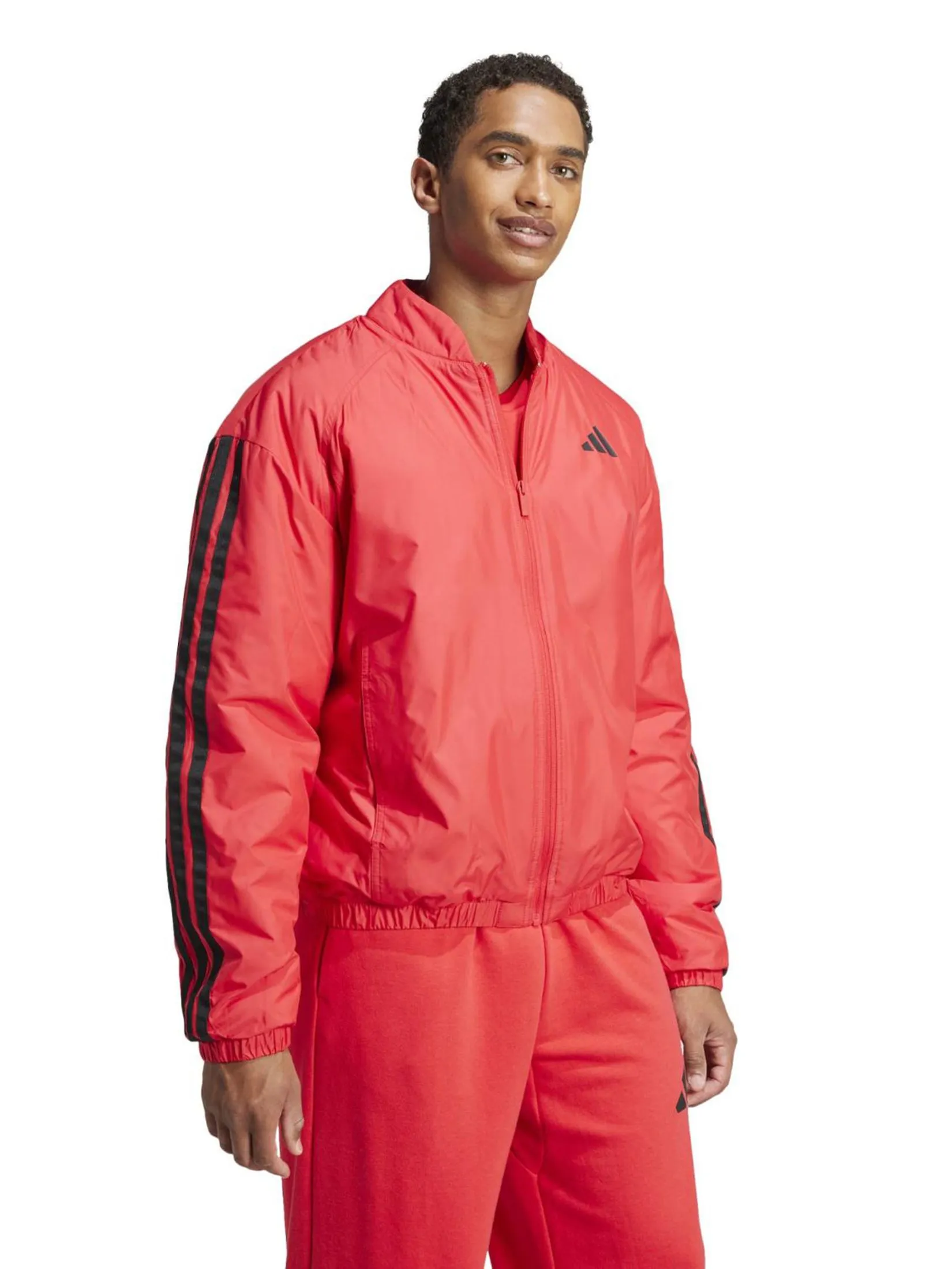 ADIDAS Men Jacket Essentials 3-Stripes Insulated Bomber Pure Ruby