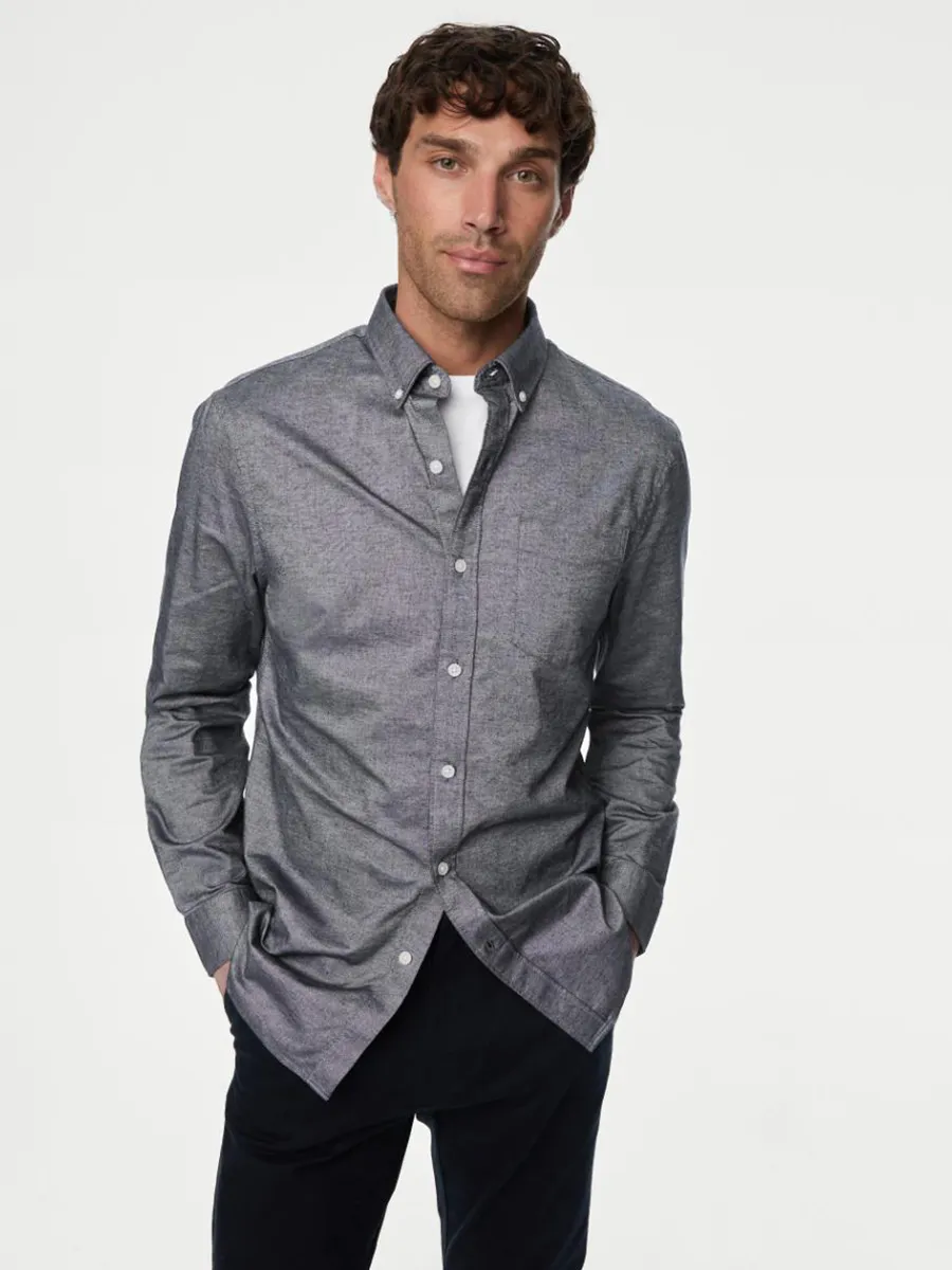 MARKS & SPENCER Men Shirt Pure Cotton Oxford SA_Chambray