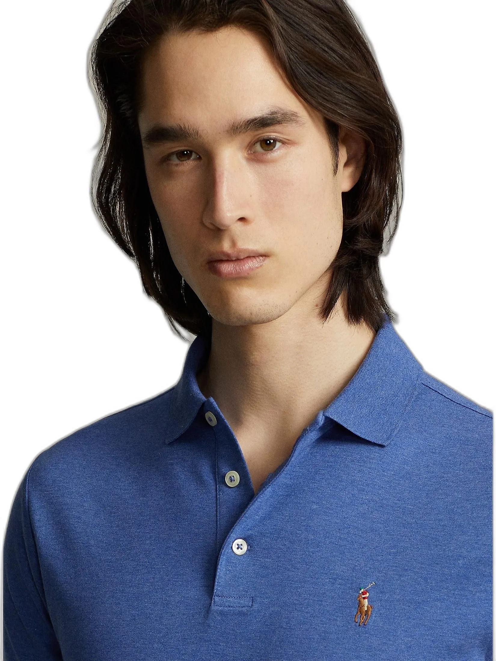 POLO RALPH LAUREN Men Polo-Custom Slim Fit Soft Cotton Polo Shirt MNPOKNI1N822380-Blue