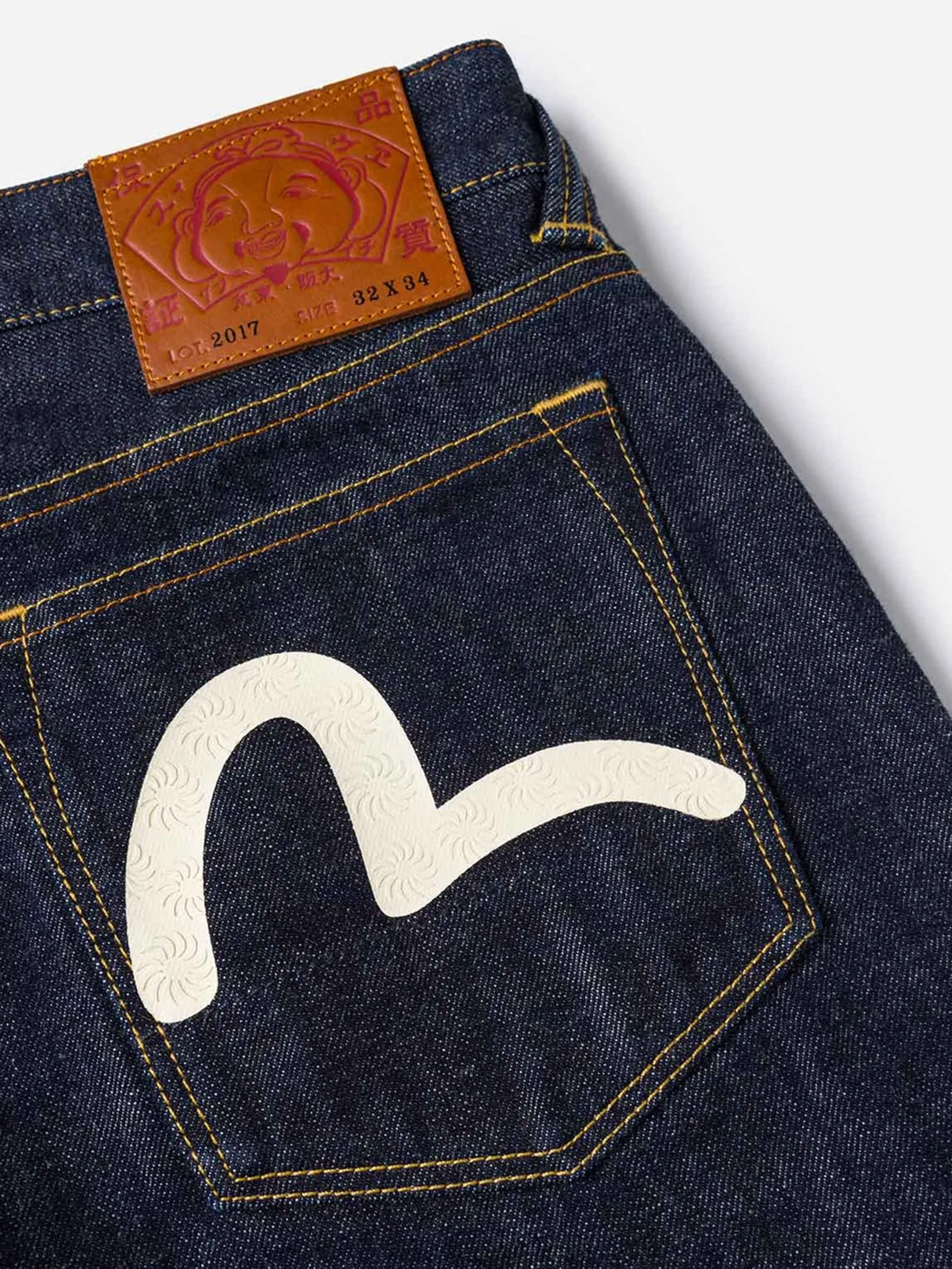 EVISU Men Jeans Seagull Print and Pockets Carrot Fit #2017 Navy