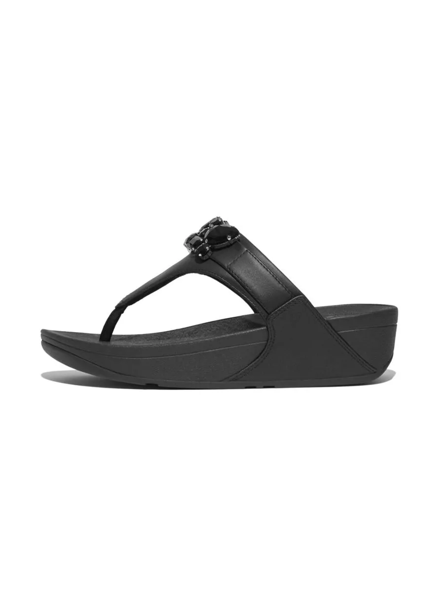 FitFlop™ WOMEN'S LULU JEWEL-DELUXE LEATHER HU7-001 BLACK