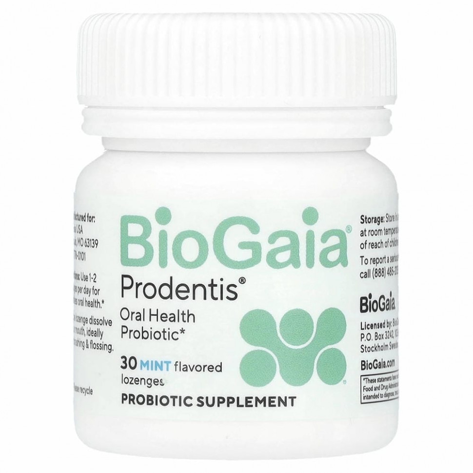 BioGaia, Prodentis для десен и зубов, мята, 30 пастилок