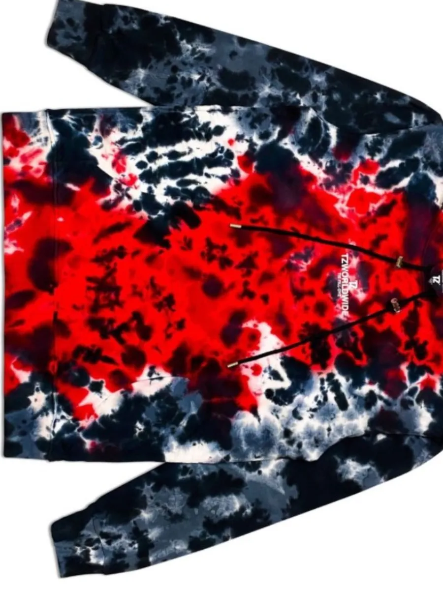 TZ WORLDWIDE Men HOODIE TZ TIE-TILL-DYE HOODIE - RED & BLACK