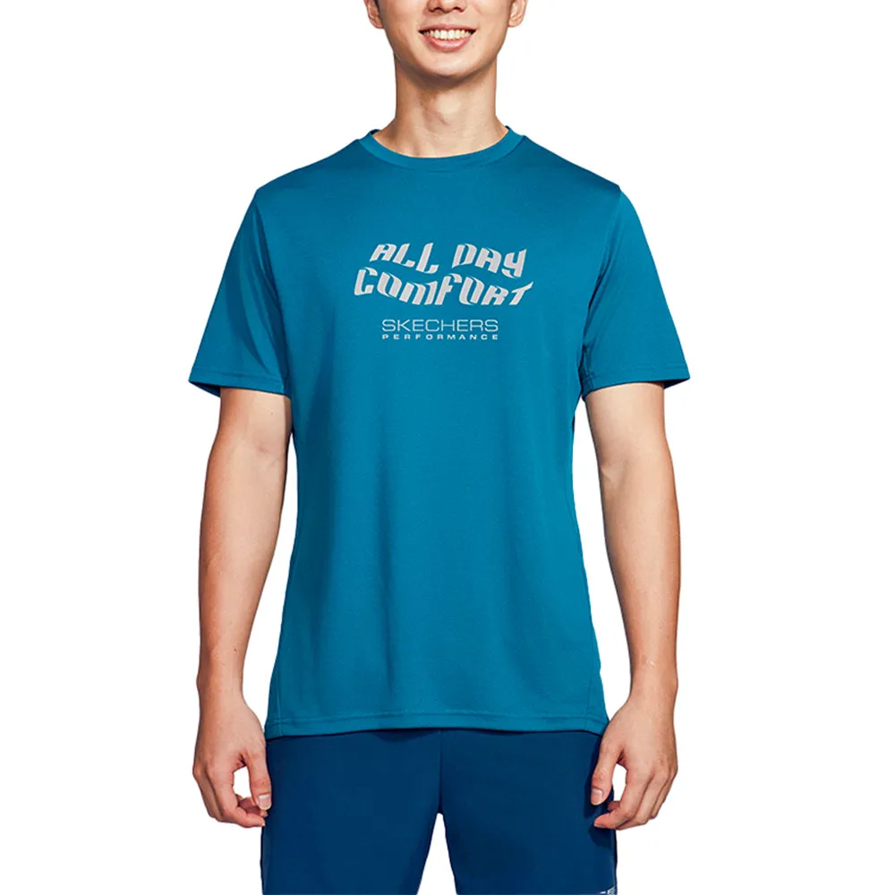 SKECHERS Urban Running: Performance Short Sleeve Tee Men Running T-Shirt Blue - SK108AP810EFTH