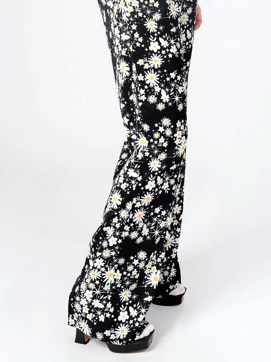 KLOSET (PF24) Women Daisy Print Pants Black