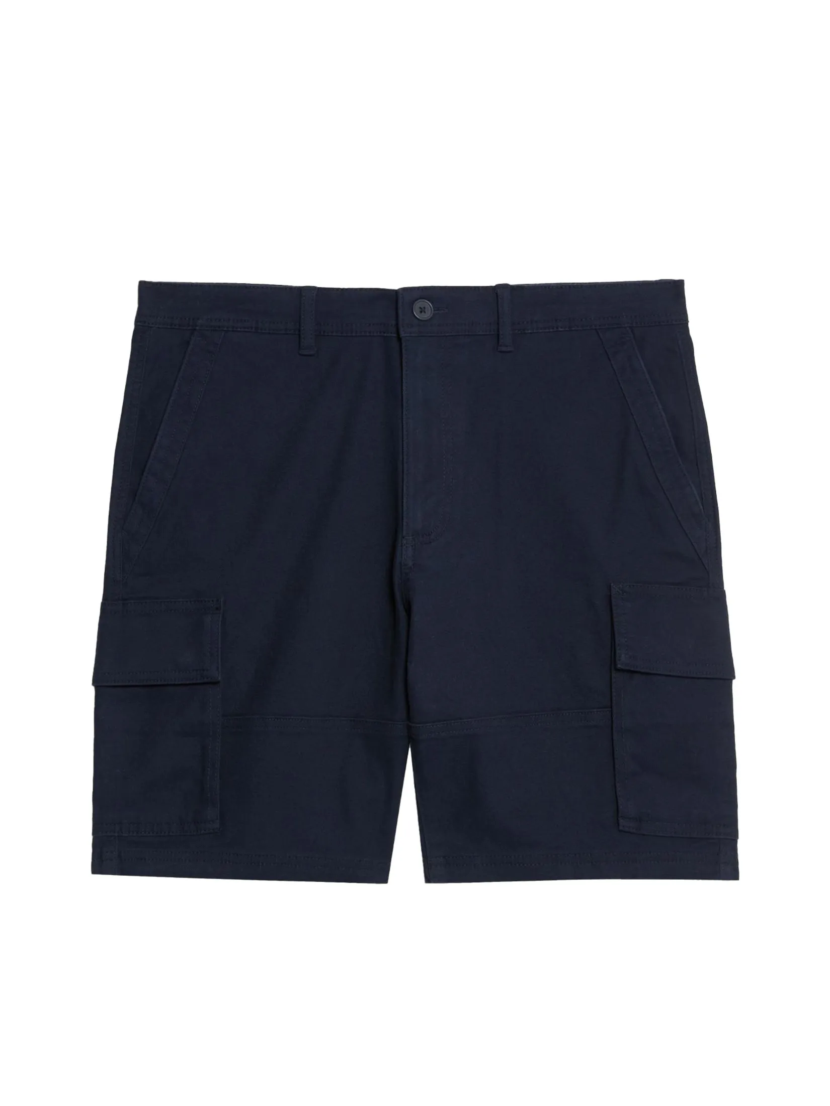 MARKS & SPENCER Men Cargo Shorts Straight Fit Stretch Cargo Dark Navy