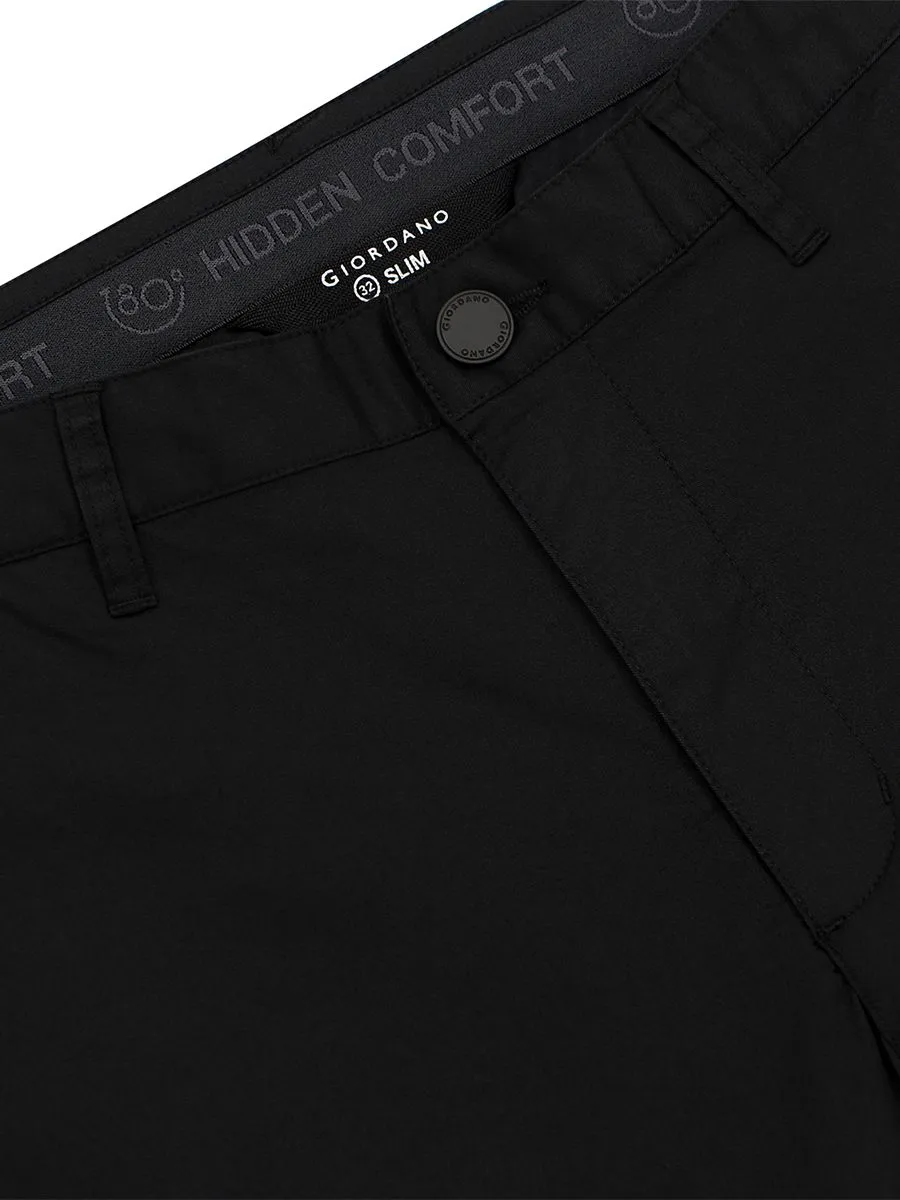 GIORDANO Men's Hidden Comfort Bermuda Shorts (180° Waistband) Signature Black