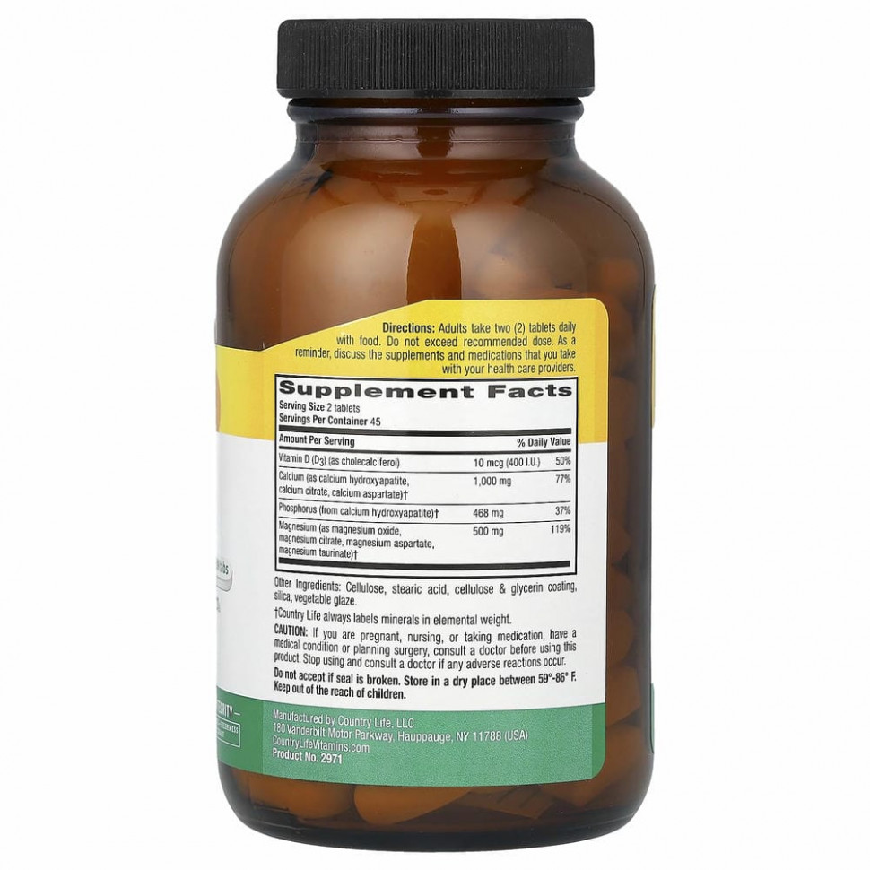 Country Life, Calcium Magnesium Complex with Vitamin D3, 90 Tablets