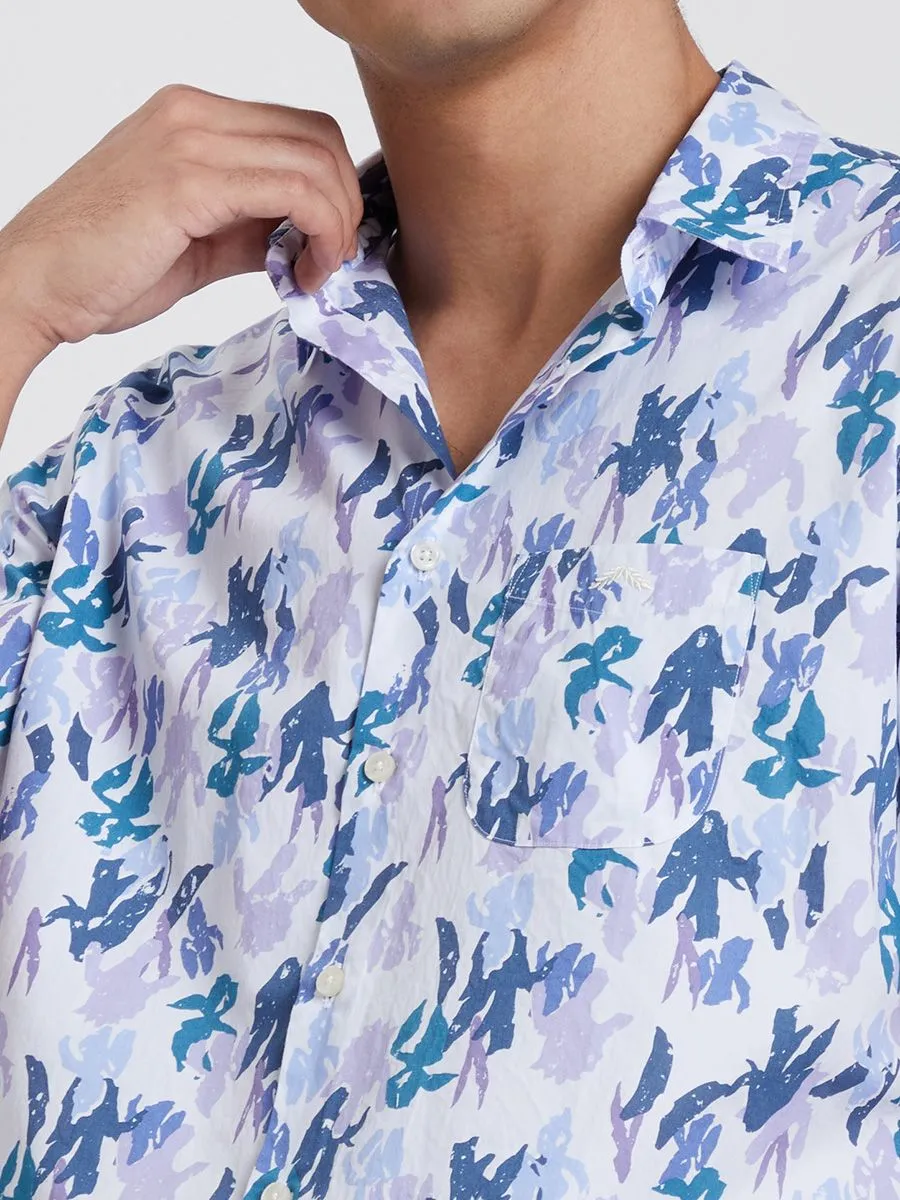 ALUMNUS Men Shirts Short Sleeves Printed Blue