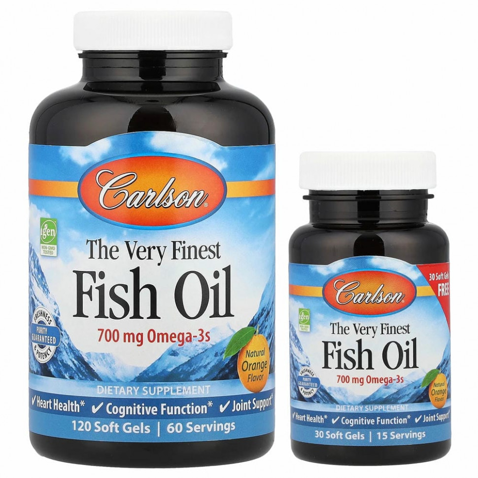Carlson Labs, самый лучший рыбий жир, вкус натурального апельсина, 350 мг, 120 мягких таблеток, плюс 30 таблеток бесплатно
