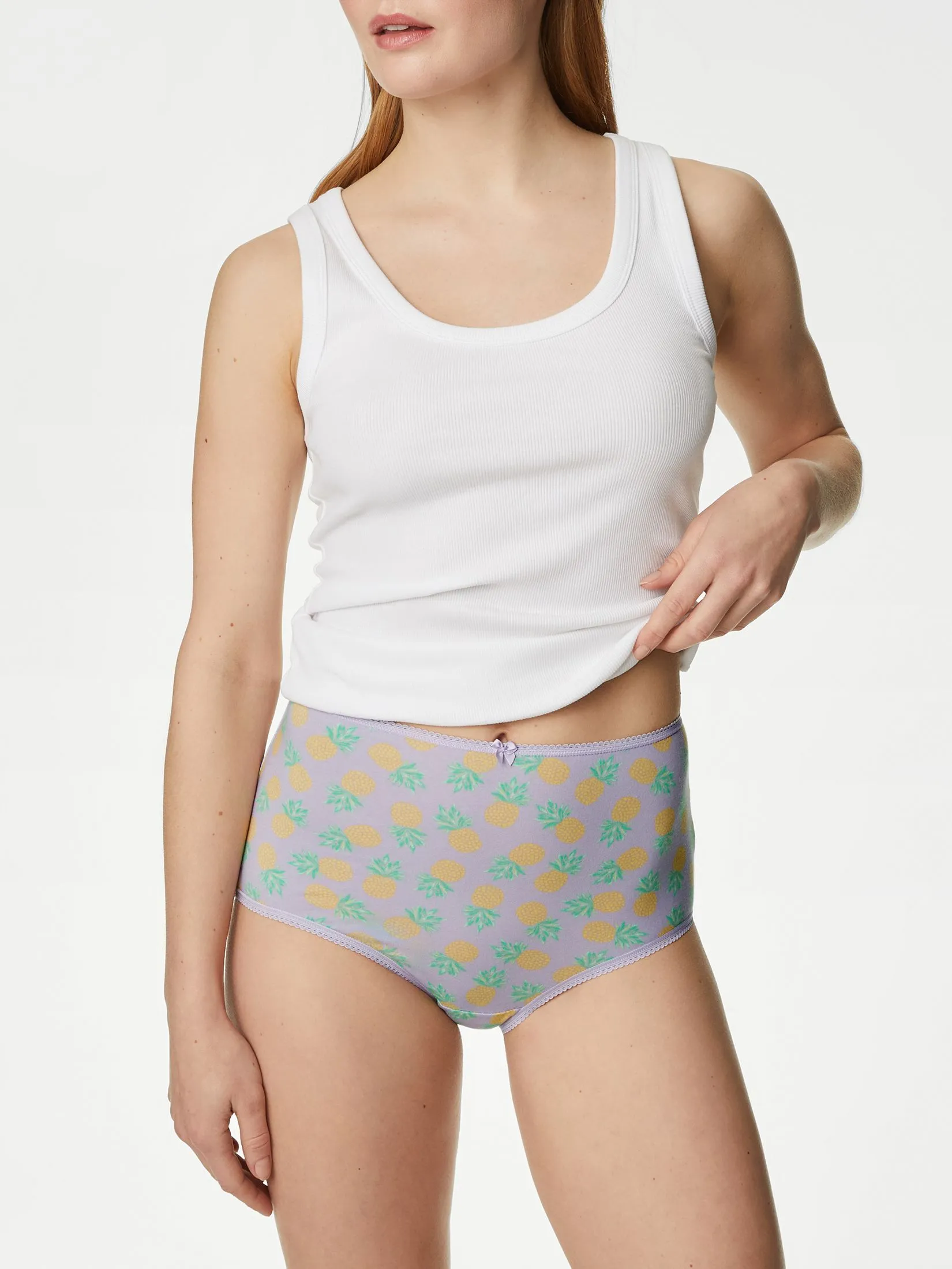 MARKS & SPENCER Women Full Briefs Cotton Lycra Printed 5pk Multi-Color