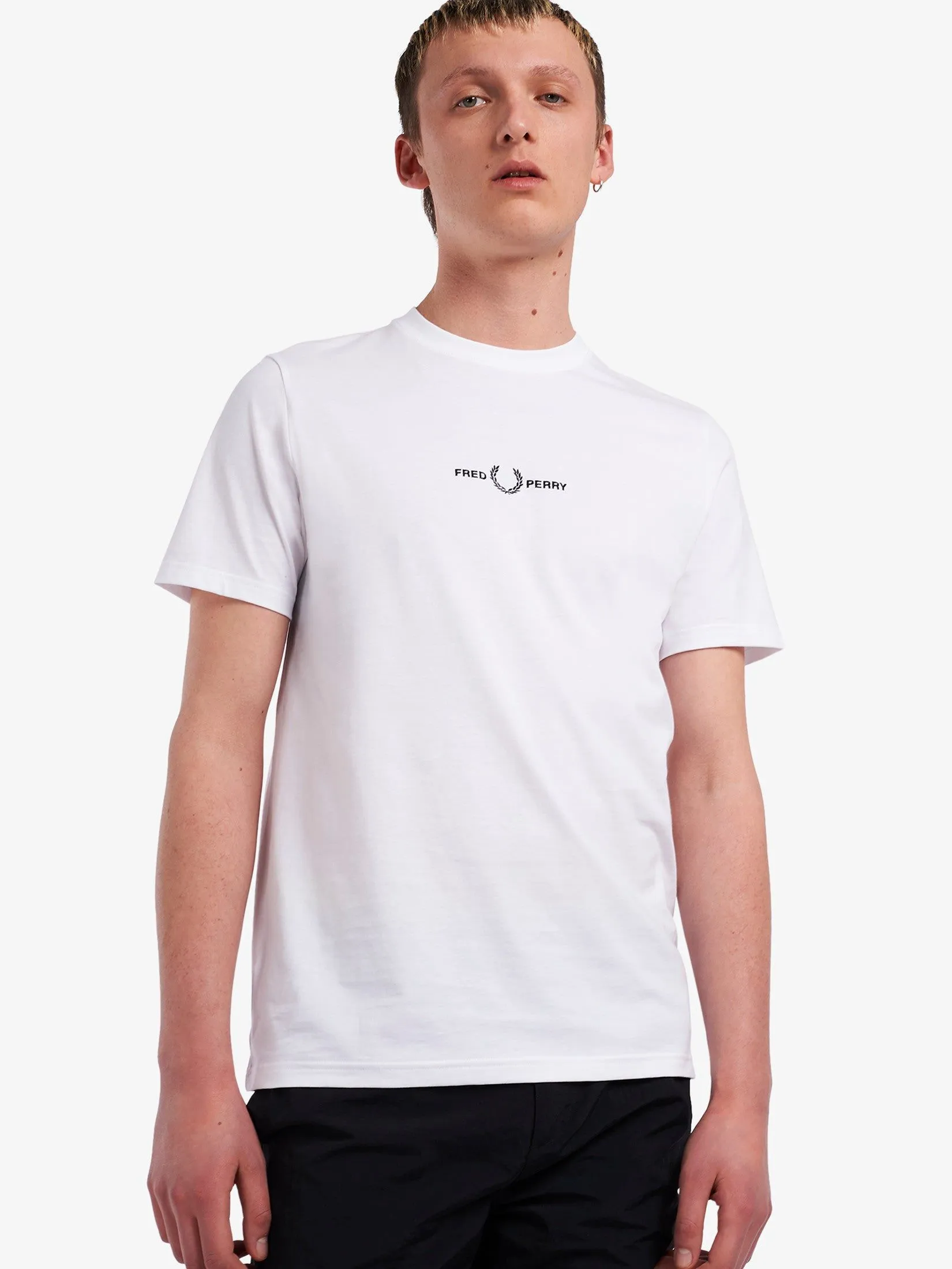 FRED PERRY Men EMBROIDEREDT-SHIRT White