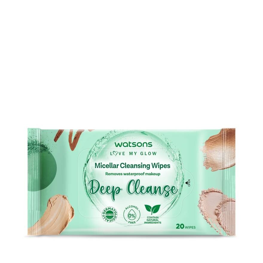 Watsons Micellar Cleansing Wipes Deep Cleans 20 wipes.