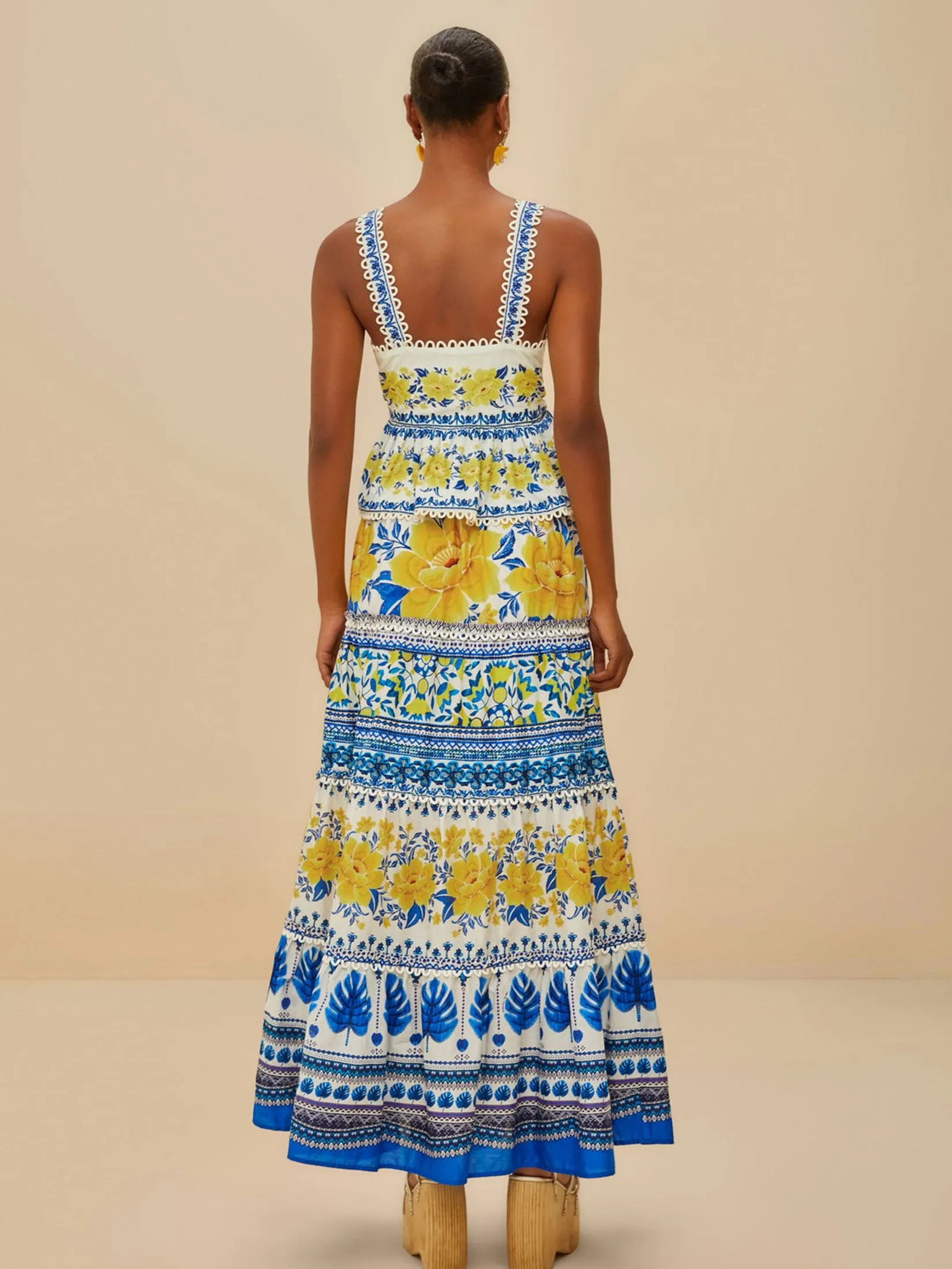 FARM RIO Women Maxi Skirt Zuli Low Rise Off White