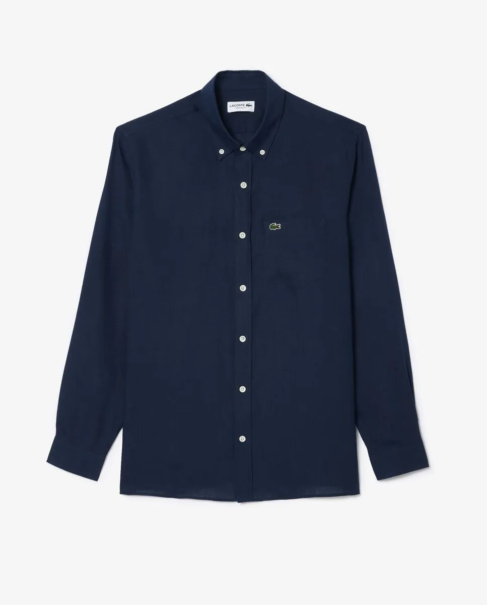 LACOSTE Men’s Lacoste Regular Fit Woven Shirt Navy Blue Size - 38