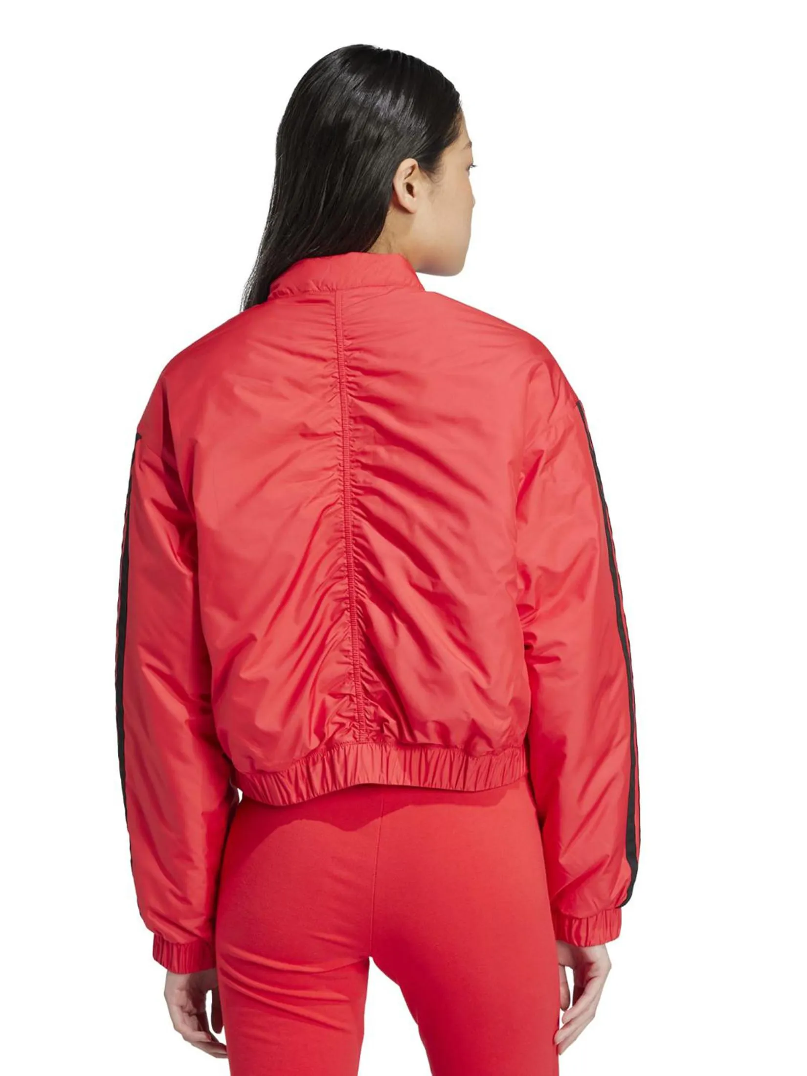 ADIDAS Women Bomber Jacket Essentials 3-Stripes Insulated Crop JP1724 Pure Ruby