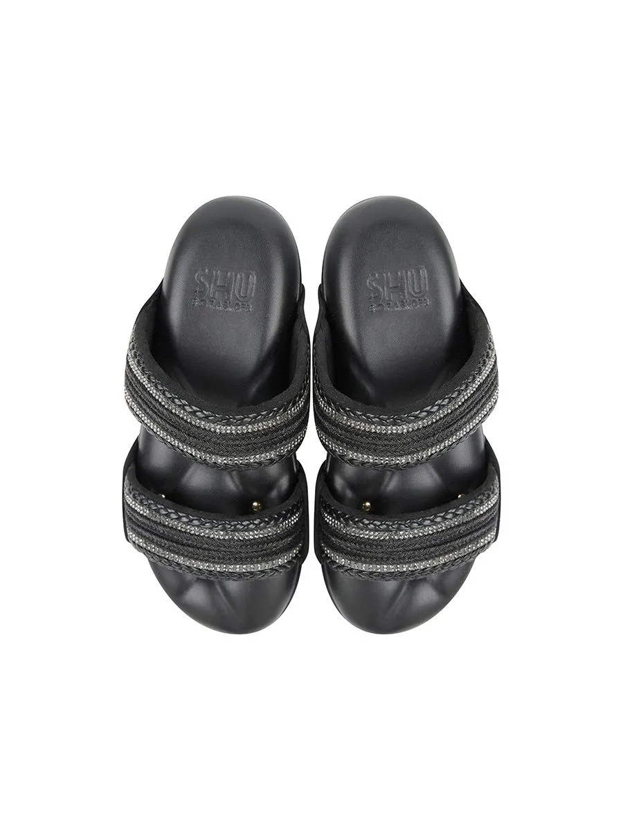 SHU WOMEN  SOFASHOES 2.5" ELEGANZA STRAPS-BLACK