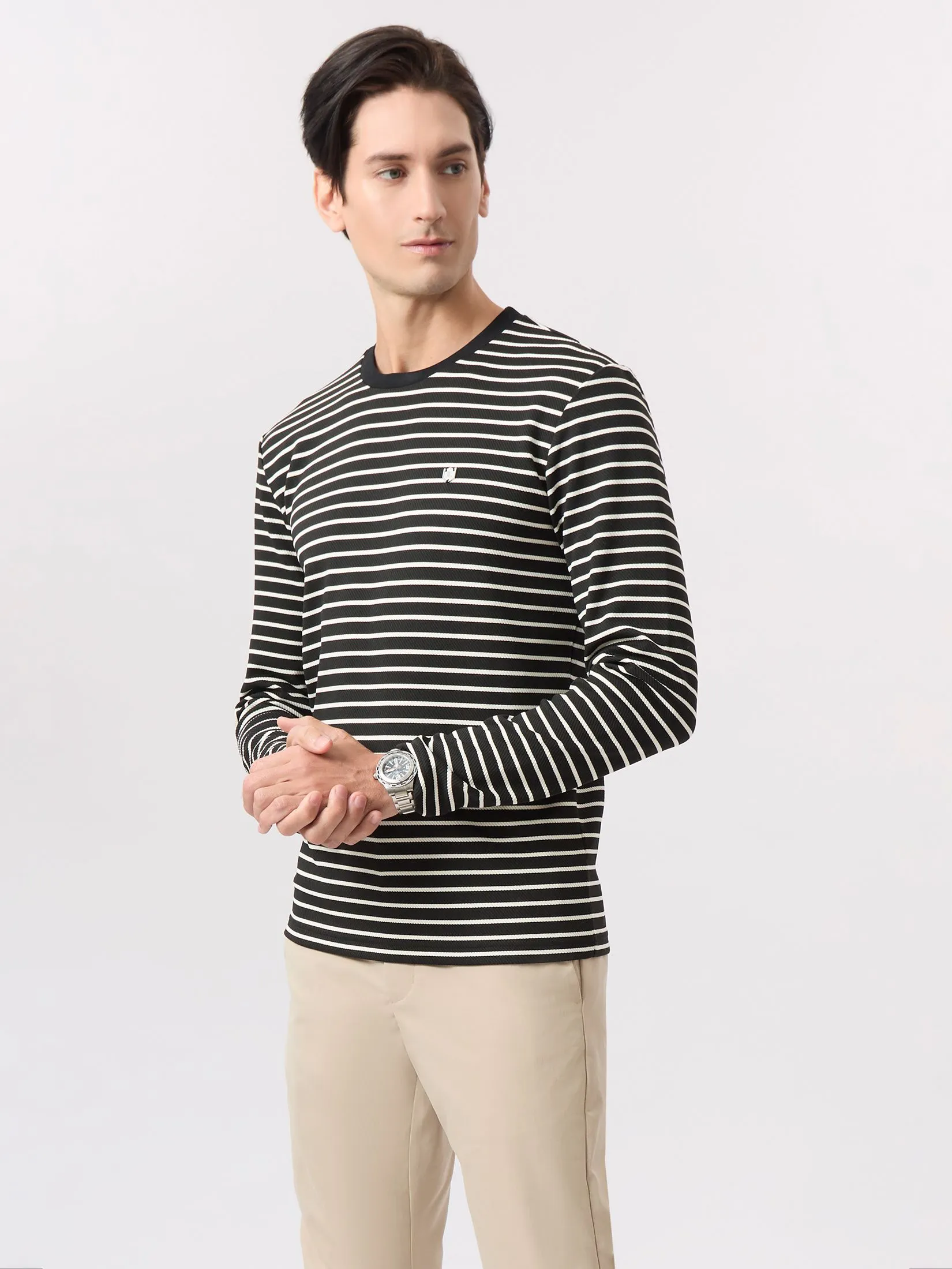 LTD Striped Long-Sleeve T-shirt Men Black