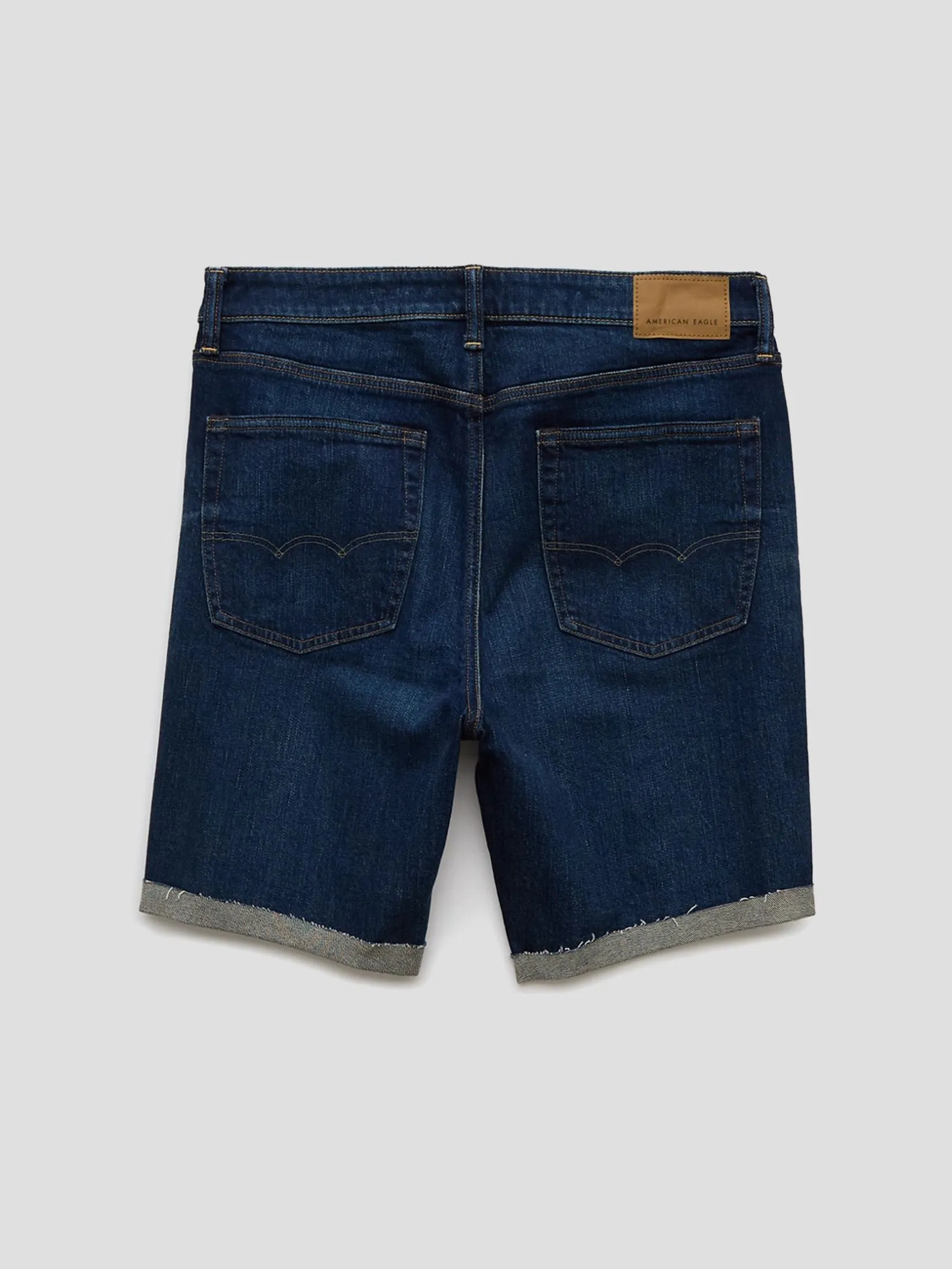 AMERICAN EAGLE MEN DARK DESTROY NEW DENIM CUTOFF SHORT - CUT & CUFF 928 DARK VINTAGE