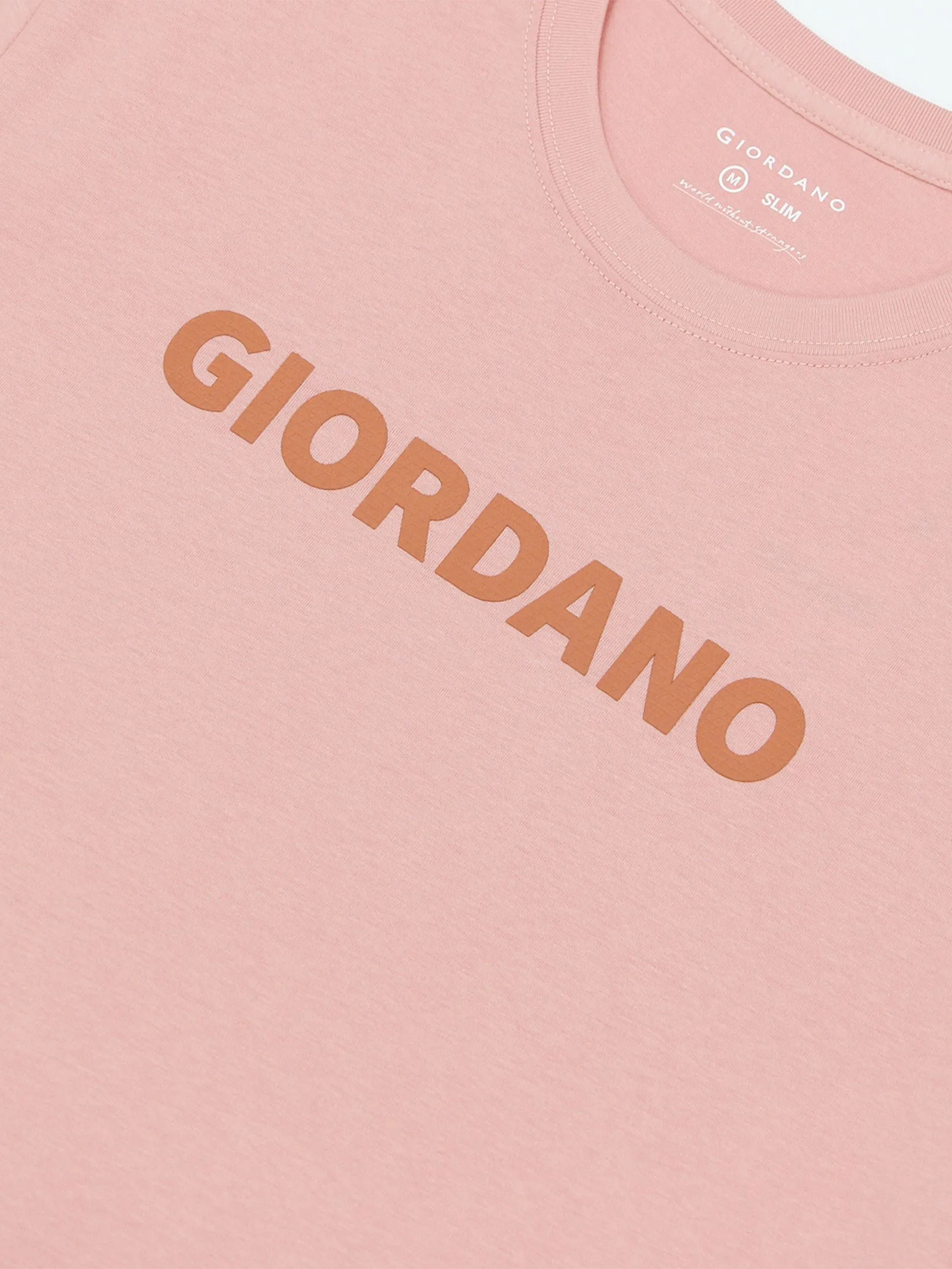 GIORDANO Men's Slim Jersey Printed Tee (Signature) Rose Tan