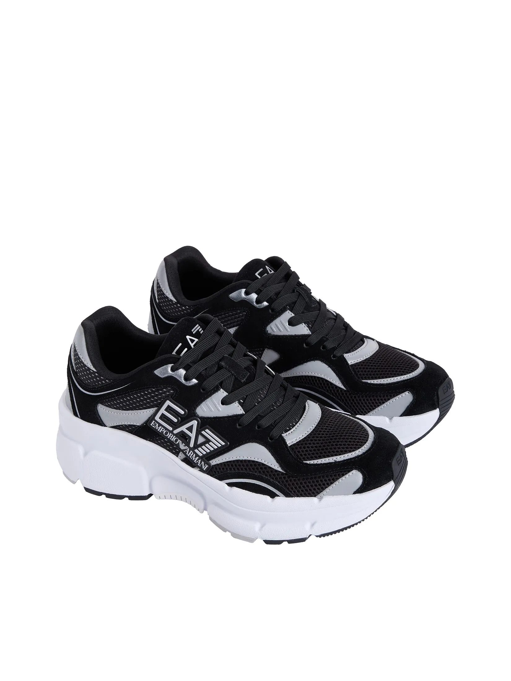 EA7 Men Sneakers SS25 Black+Silver