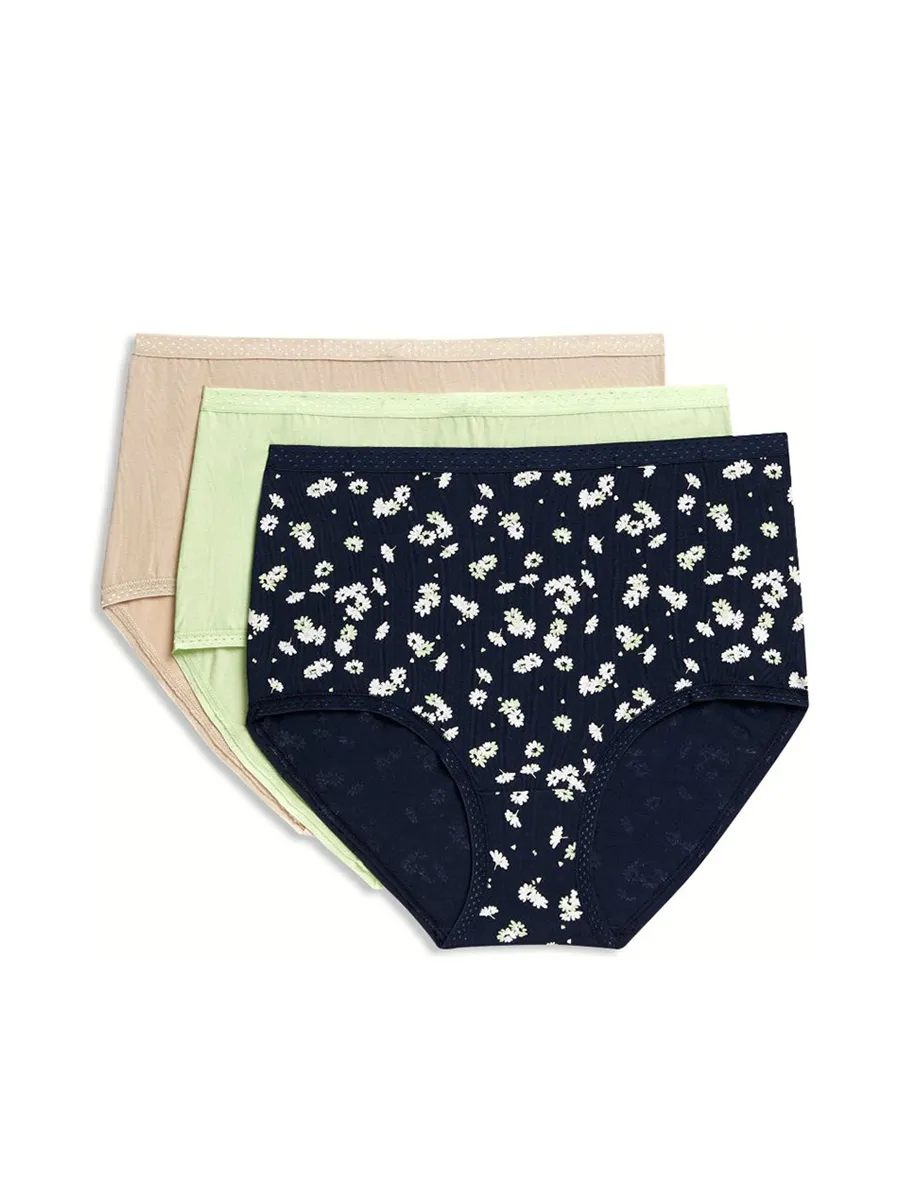 MARKS & SPENCER Women Full Briefs 3pk Cotton Rich Multi-Color