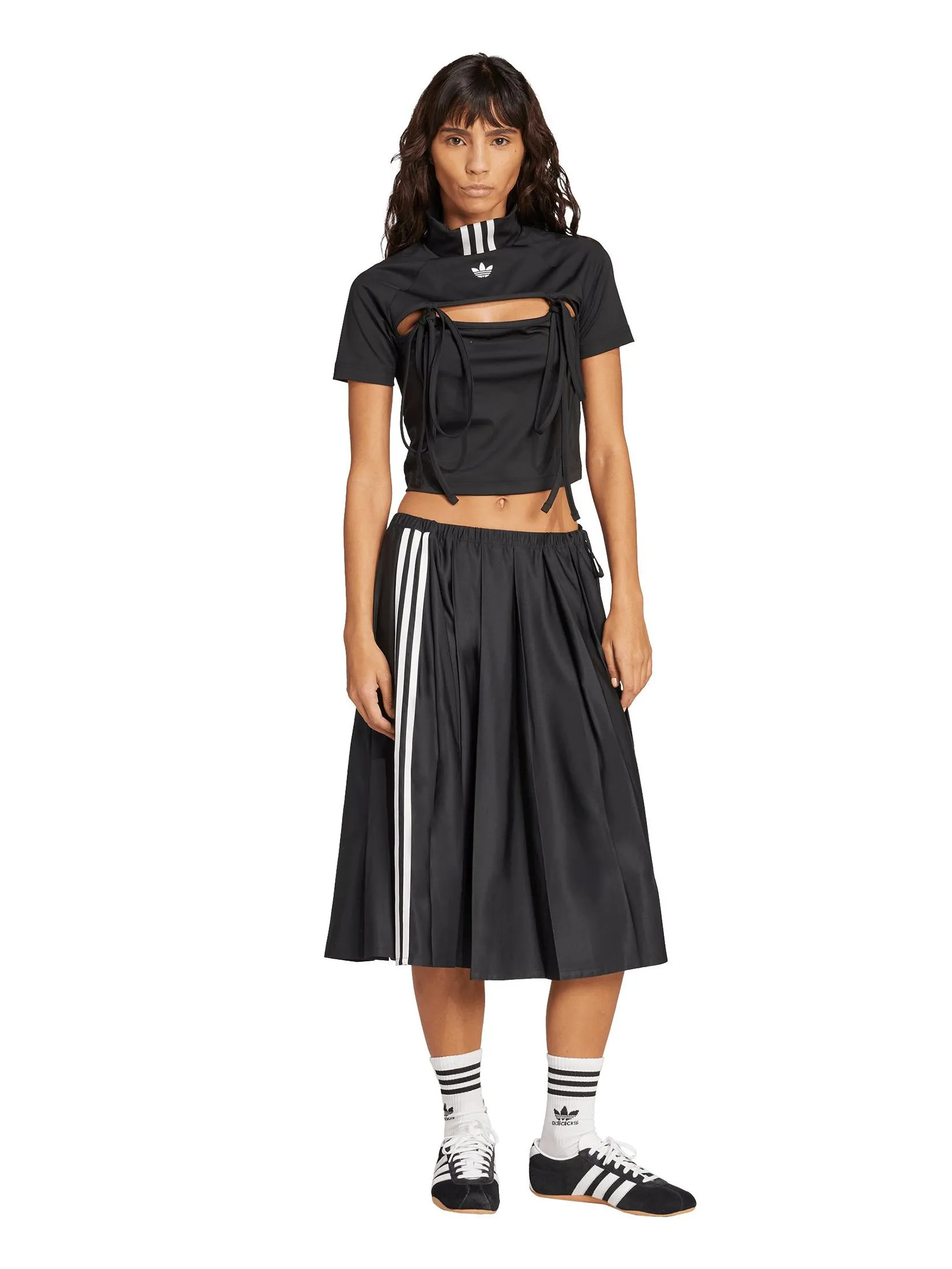 ADIDAS Women Maxi Skirt Ribbon Pleated JW0114 Black