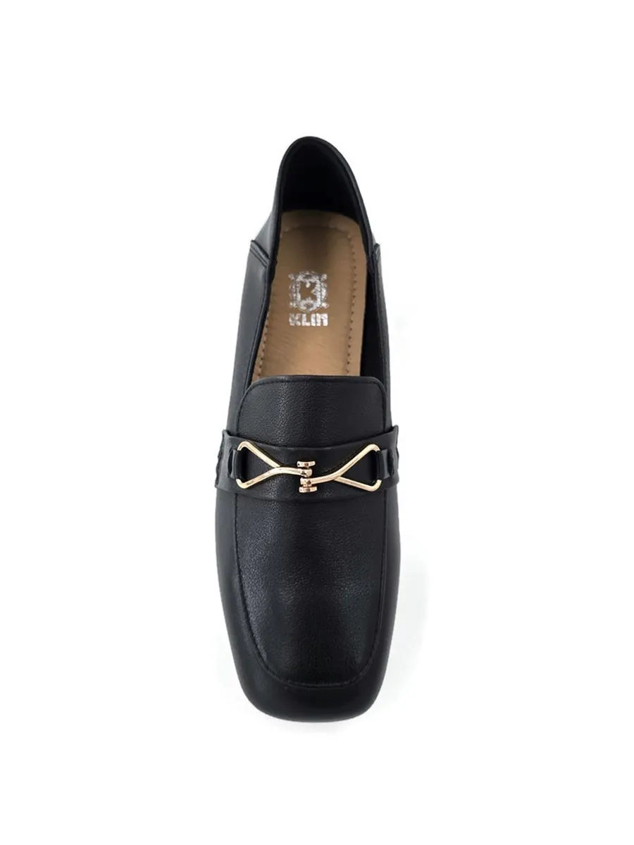 KLIN Women Square Toe Loafer Black